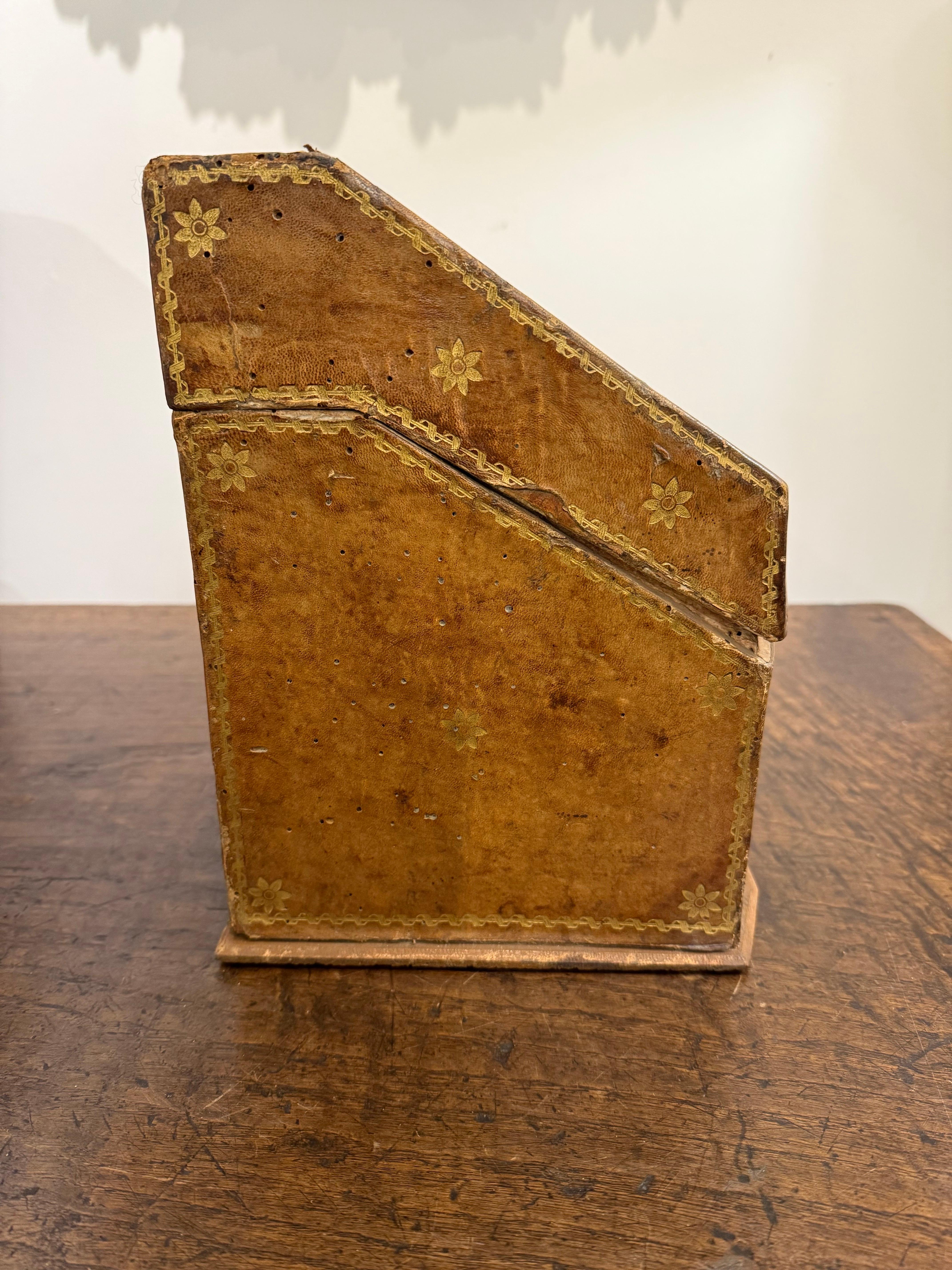 18th Century and Earlier An Italian Gold Embossed Leather Knife Box, 18th Century For Sale