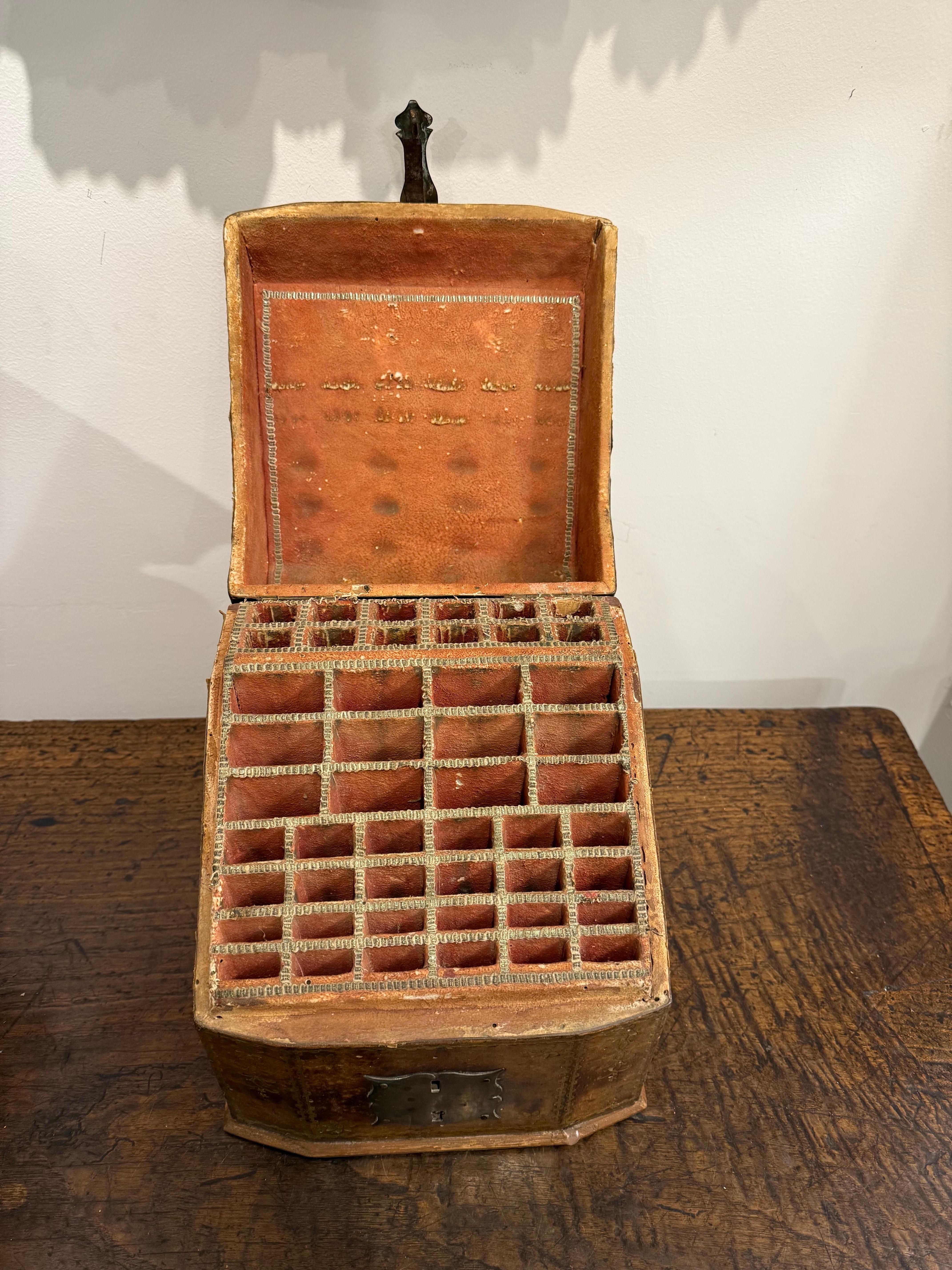 An Italian Gold Embossed Leather Knife Box, 18th Century For Sale 6