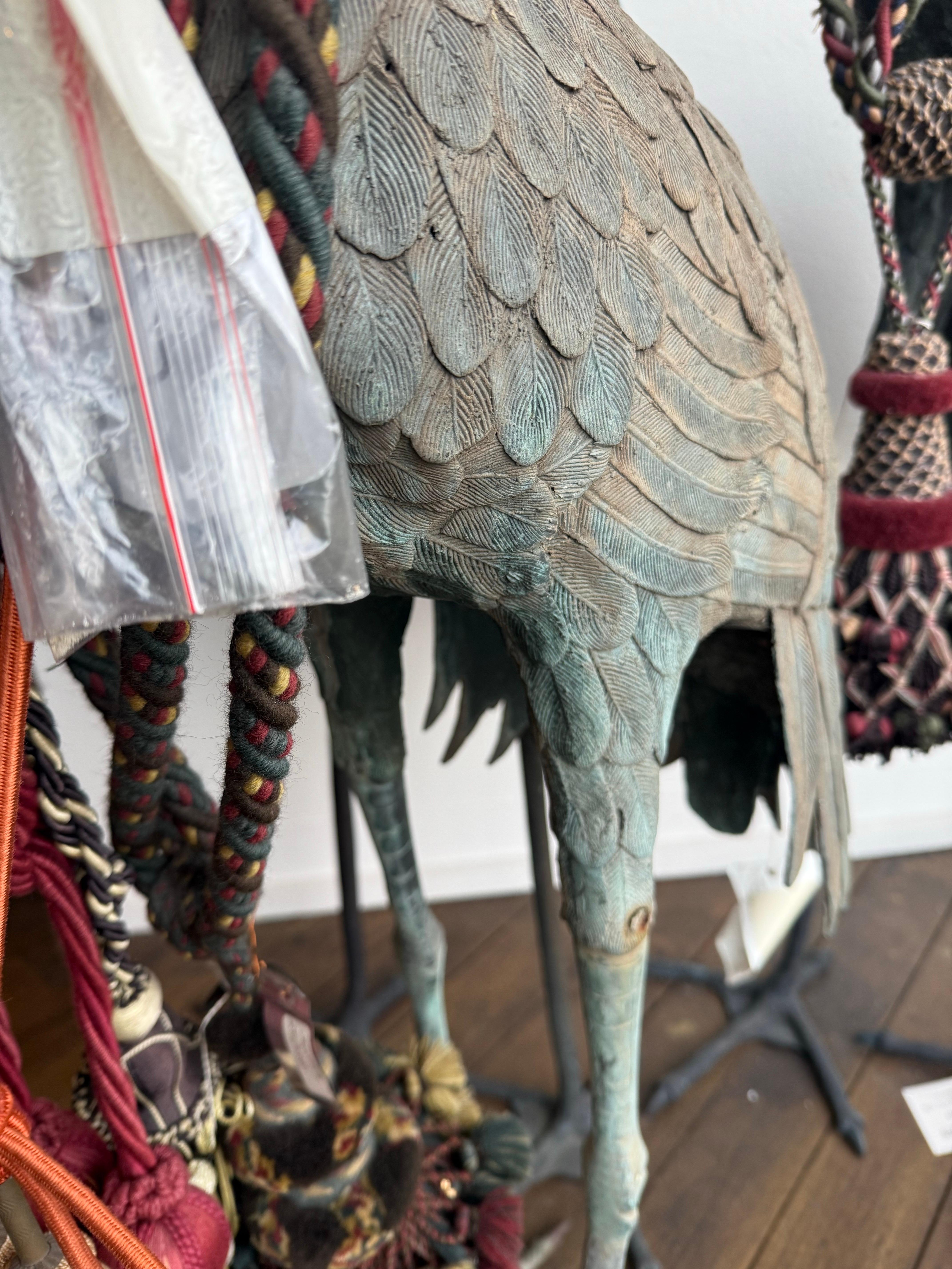 Bronze Statue de jardin japonaise en bronze représentant une Crane en vente