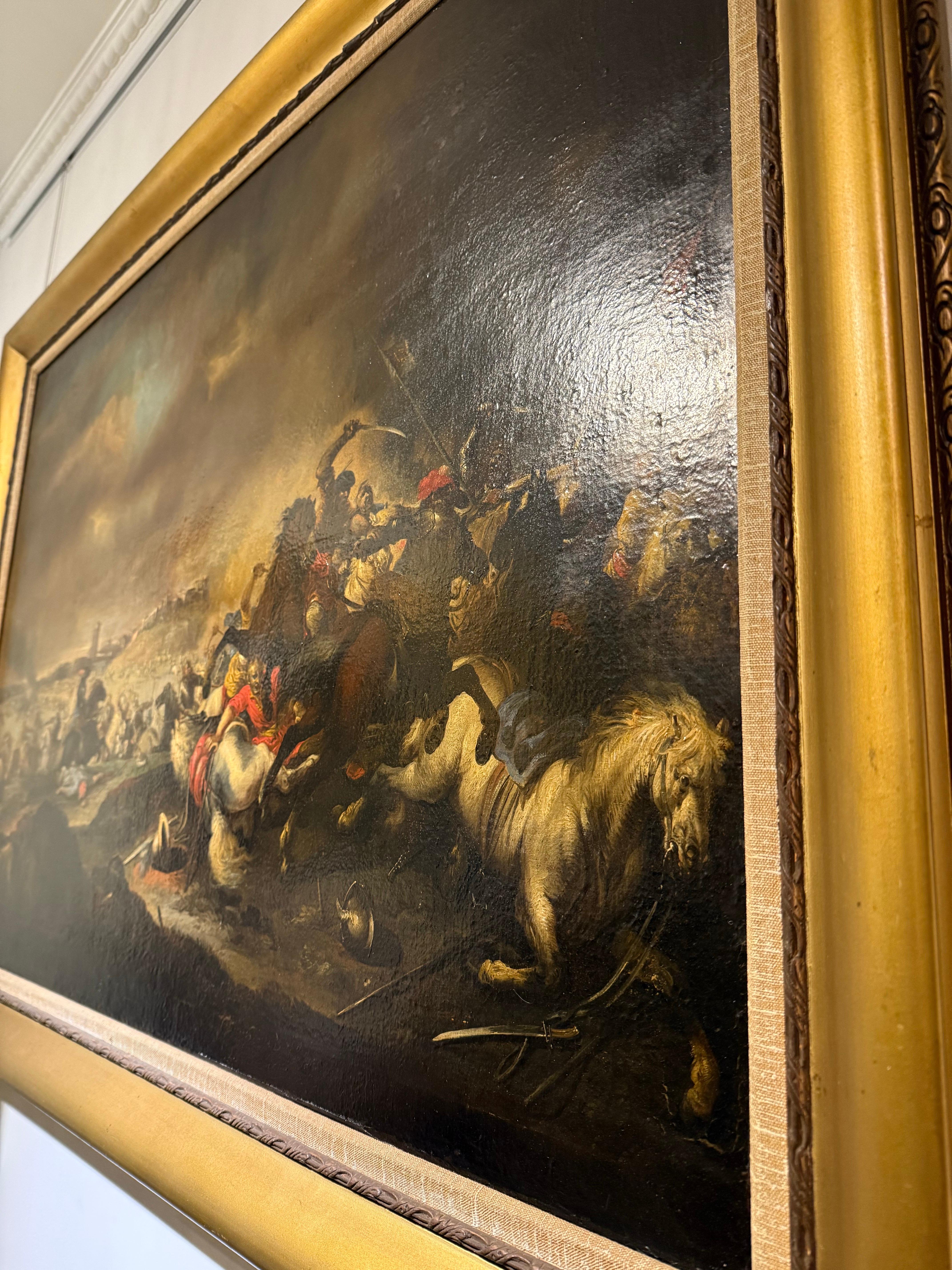 A Late 17th Century Painting Depicting A Cavalry Battle For Sale 1