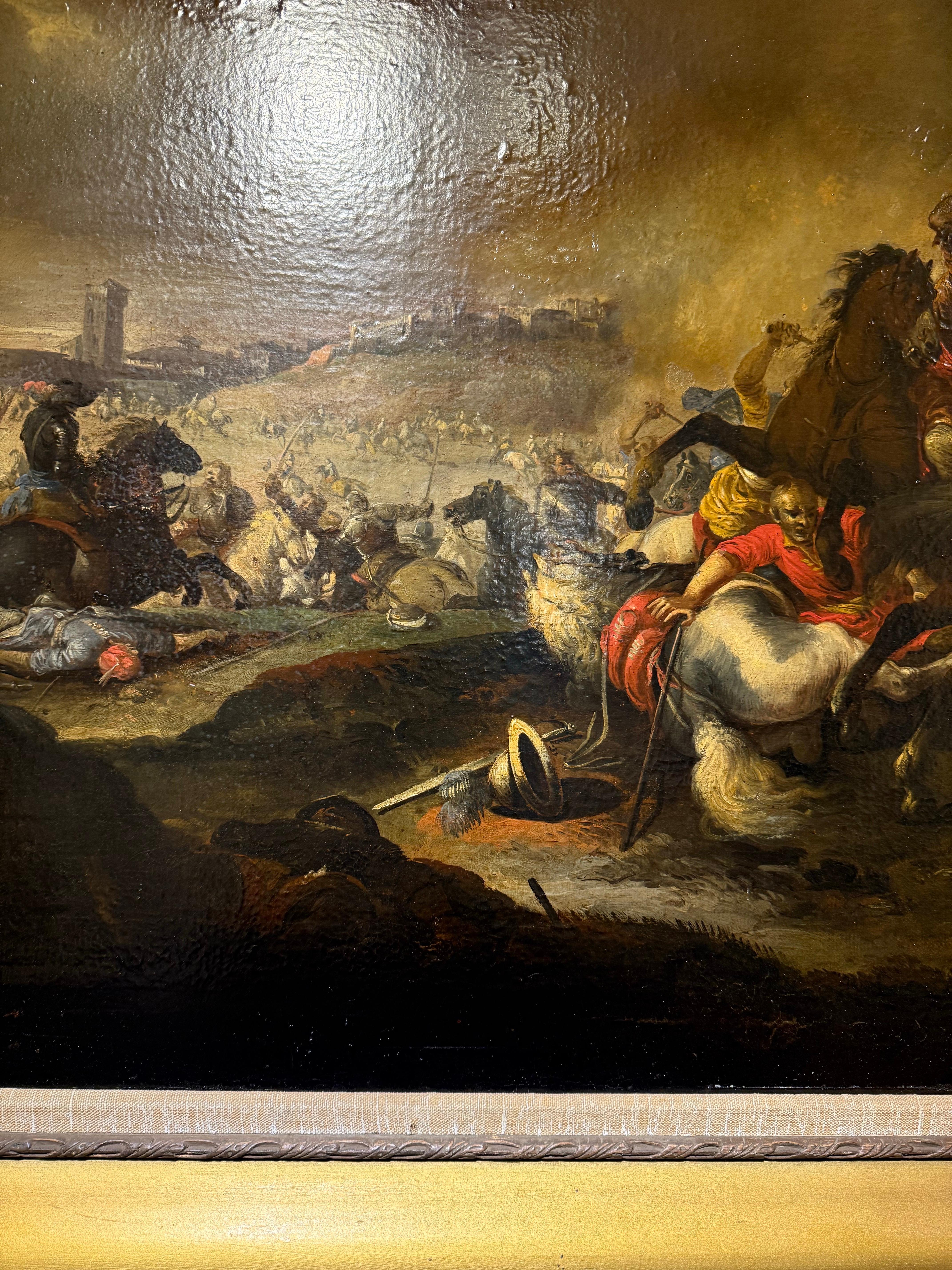 A Late 17th Century Painting Depicting A Cavalry Battle For Sale 2