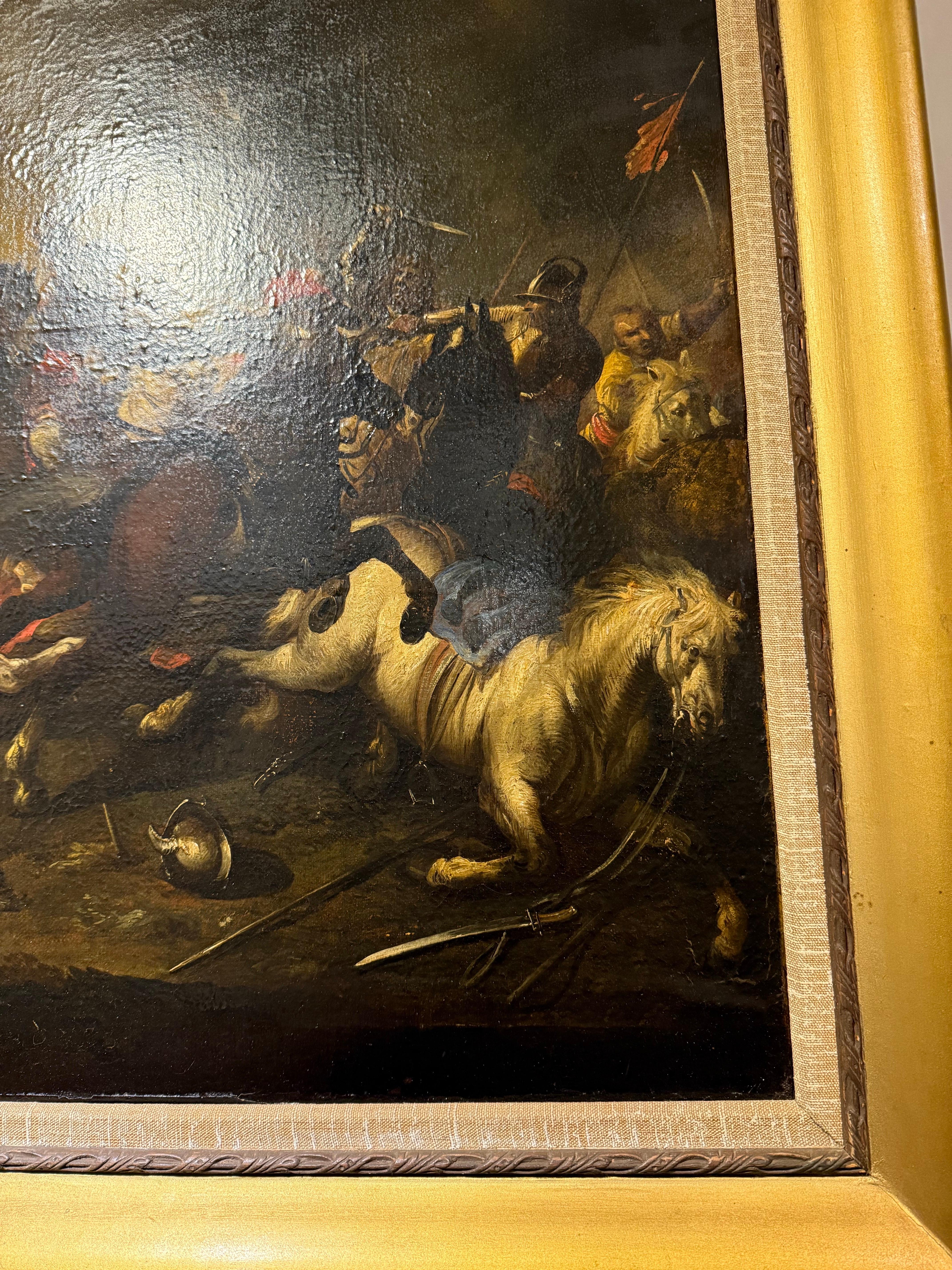 A Late 17th Century Painting Depicting A Cavalry Battle For Sale 3