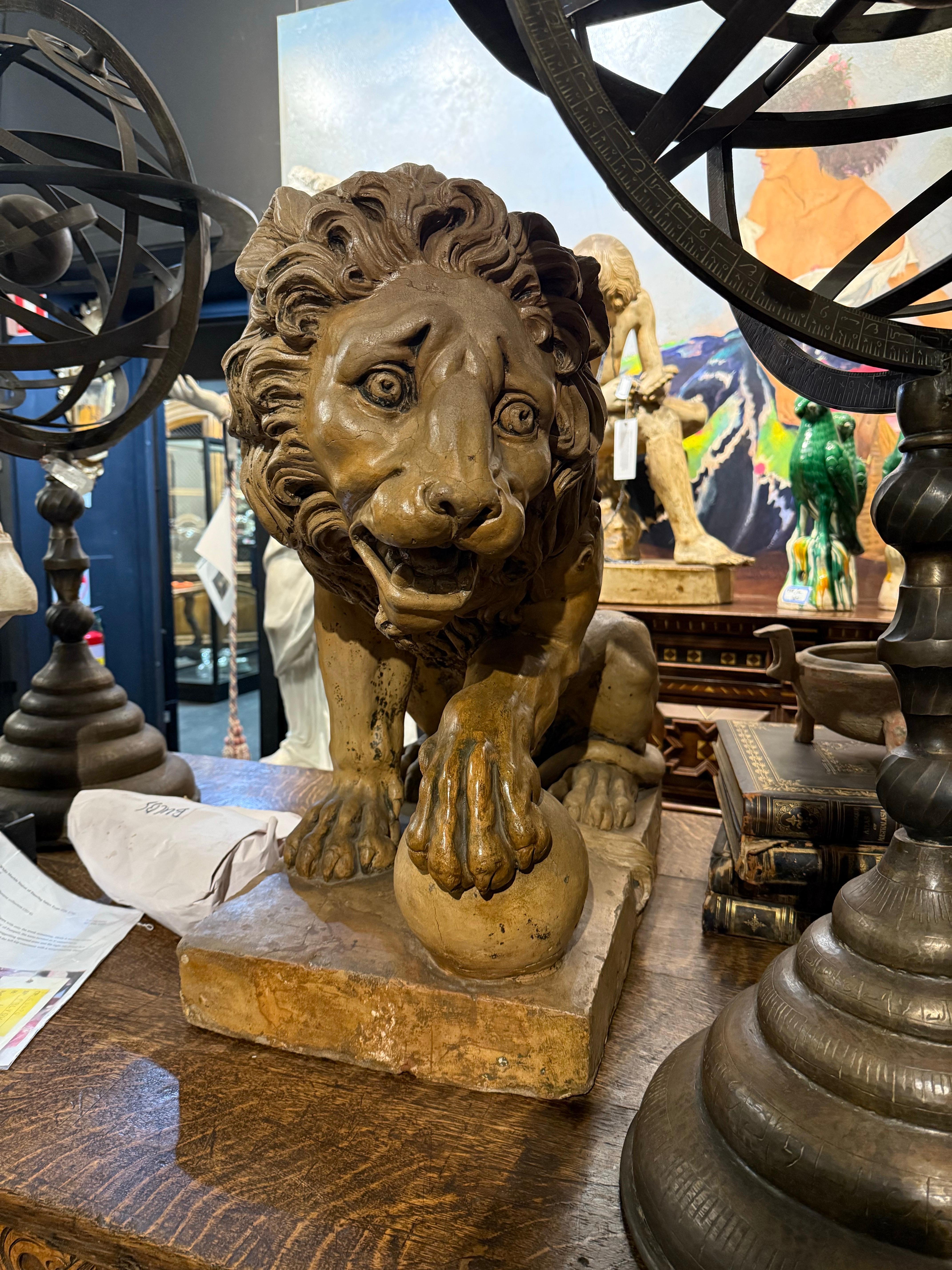 A Superb Terracotta Lion, French 18th century For Sale 5