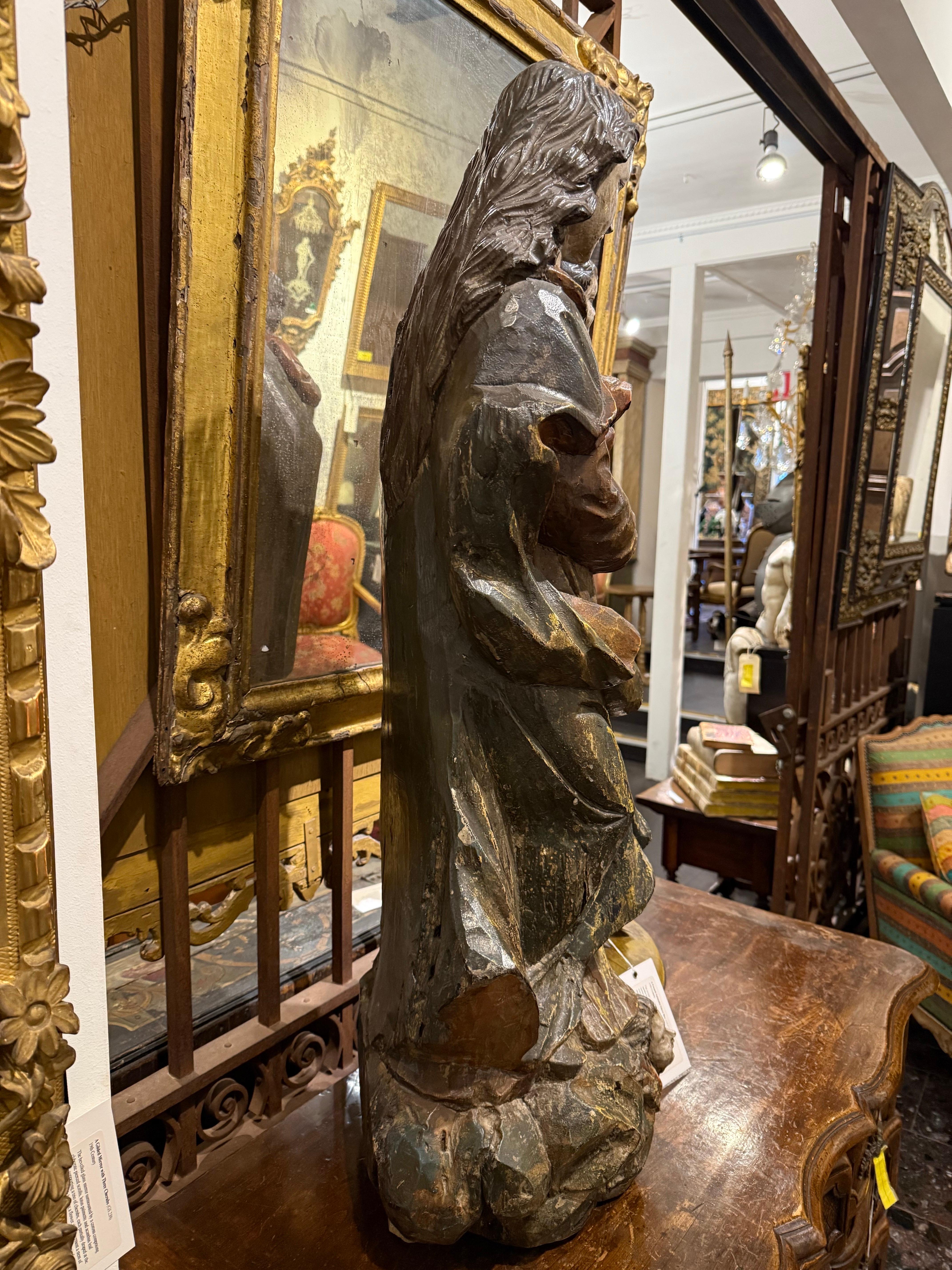 Figura scolpita e dipinta in policromia della Vergine e di Cristo, XVIII secolo in vendita 1