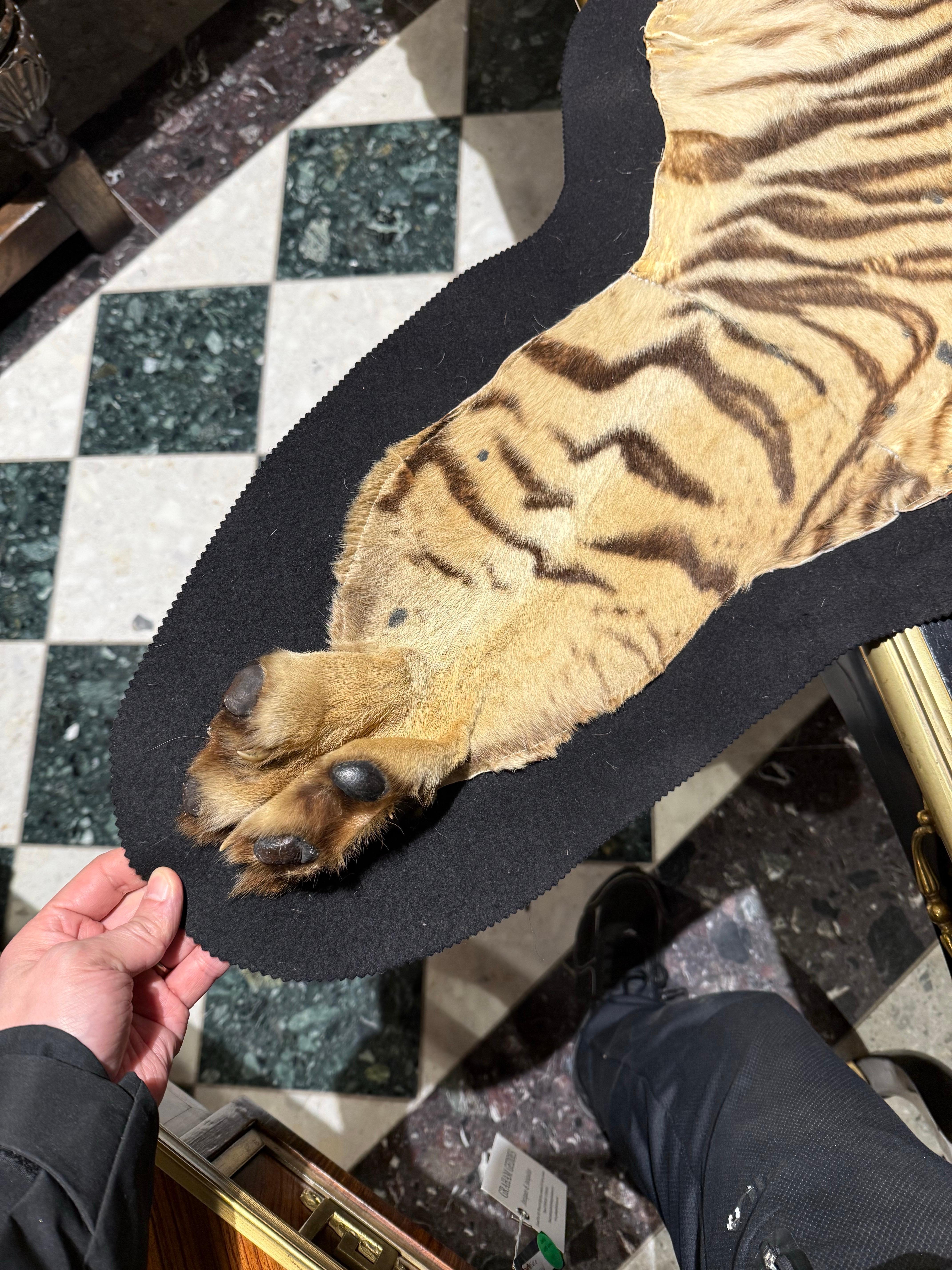 A Taxidermied Tiger Skin Rug, 20th Century For Sale 1