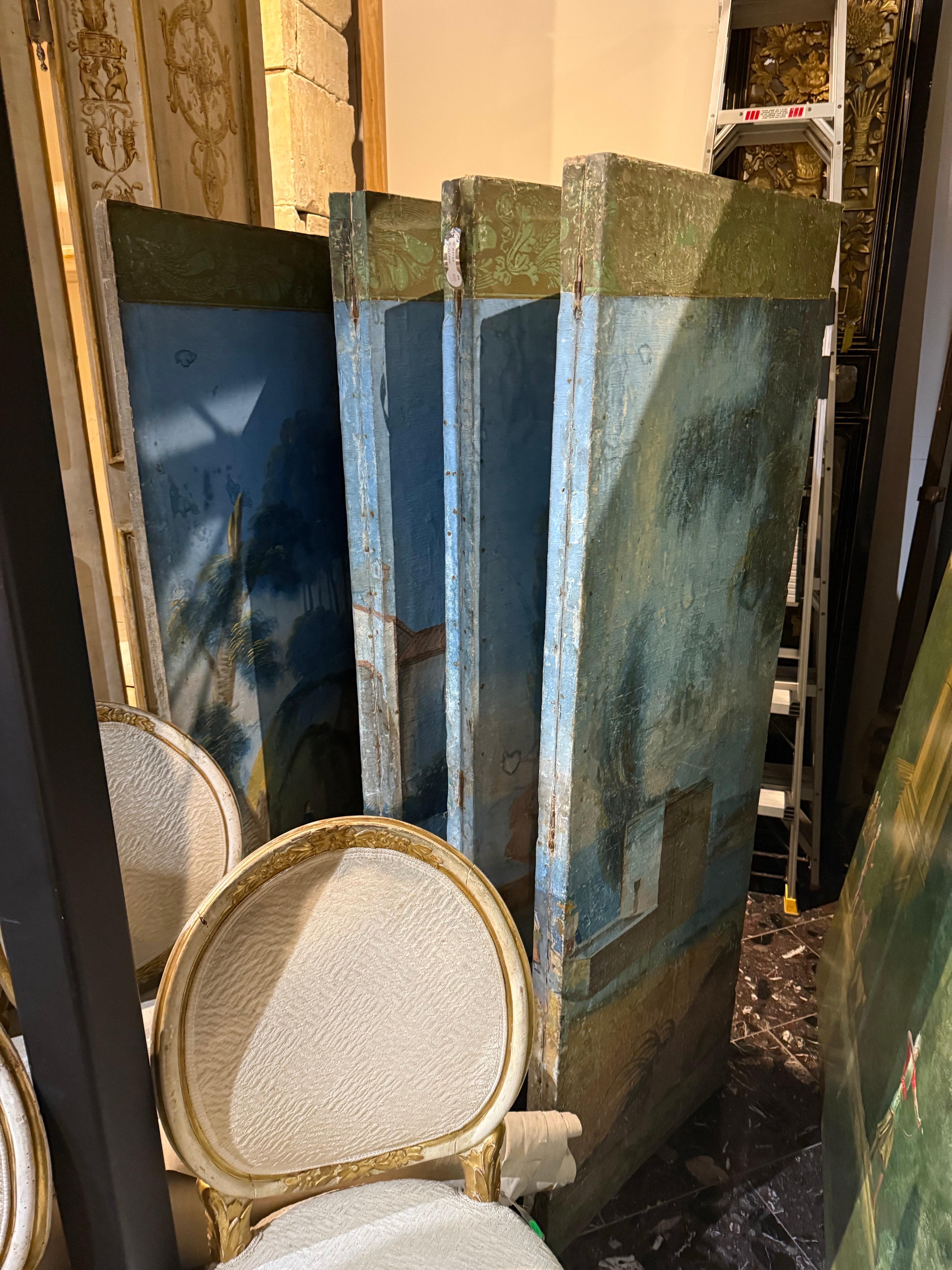 A Large Directoire Period Painted Seven- fold Screen, French Late 18th century For Sale 2