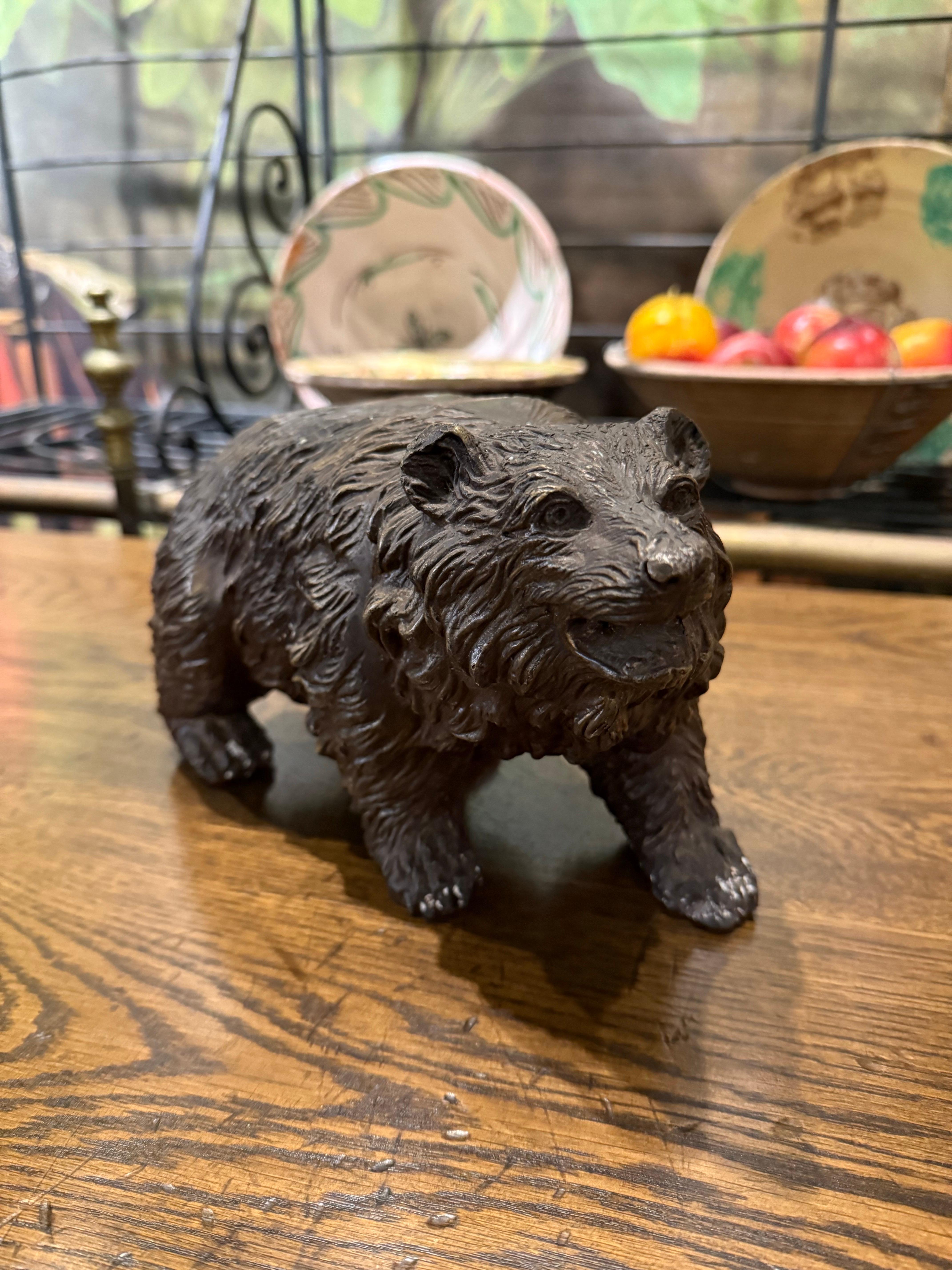 A Solid Cast Bronze Japanese Figure of Bear, Early 20th Century For Sale 4