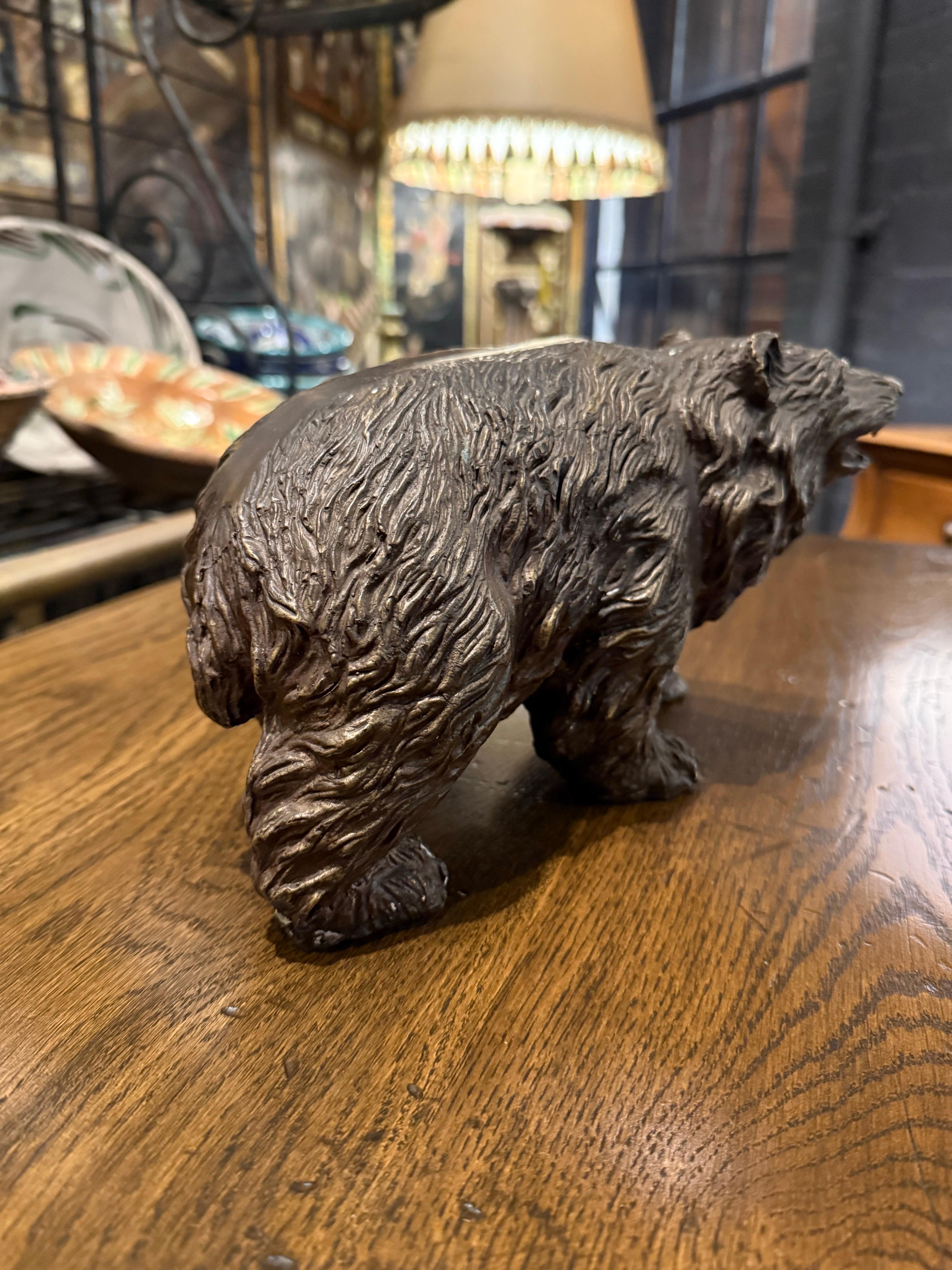 A Solid Cast Bronze Japanese Figure of Bear, Early 20th Century For Sale 6