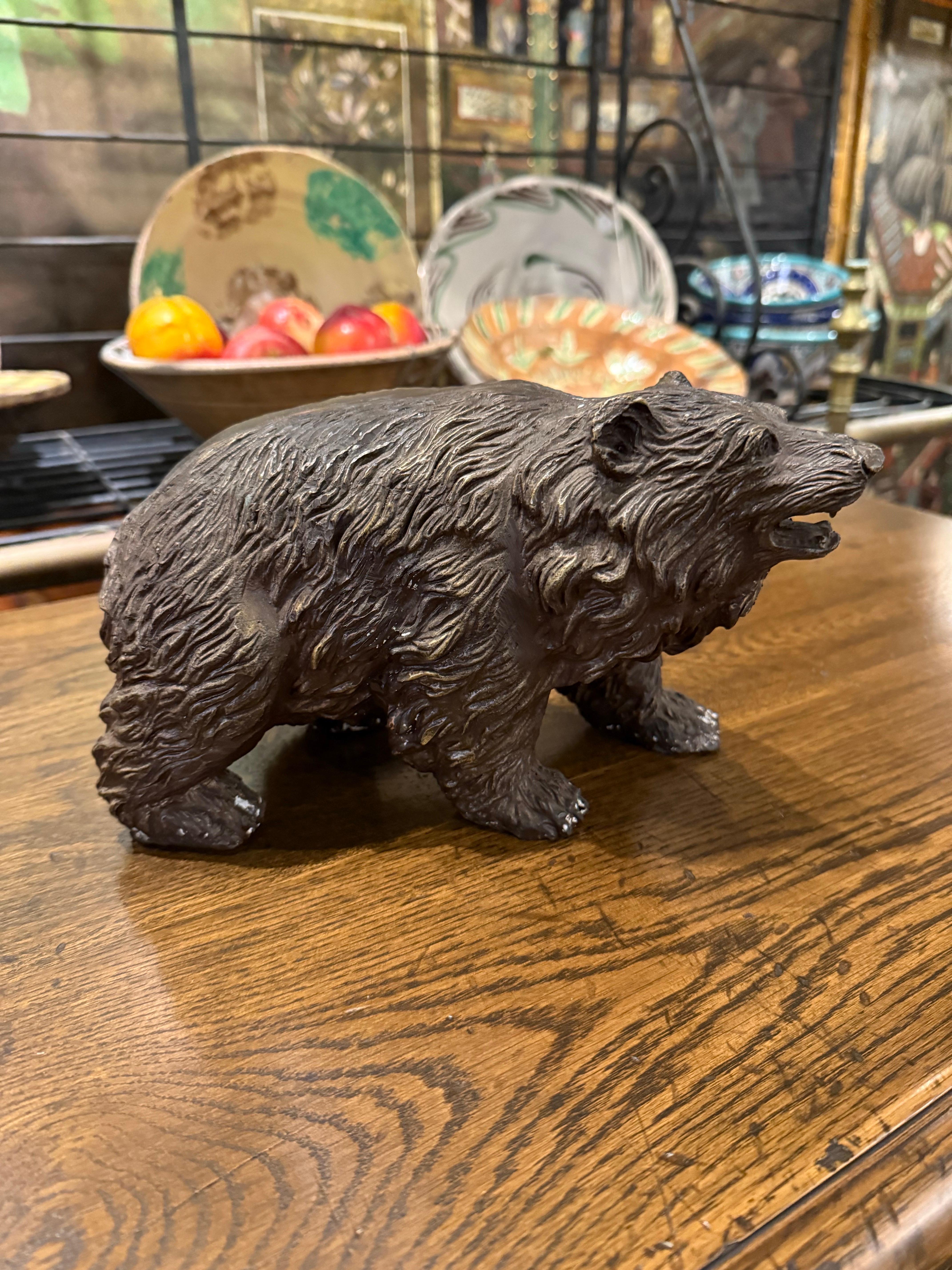 A Solid Cast Bronze Japanese Figure of Bear, Early 20th Century For Sale 7