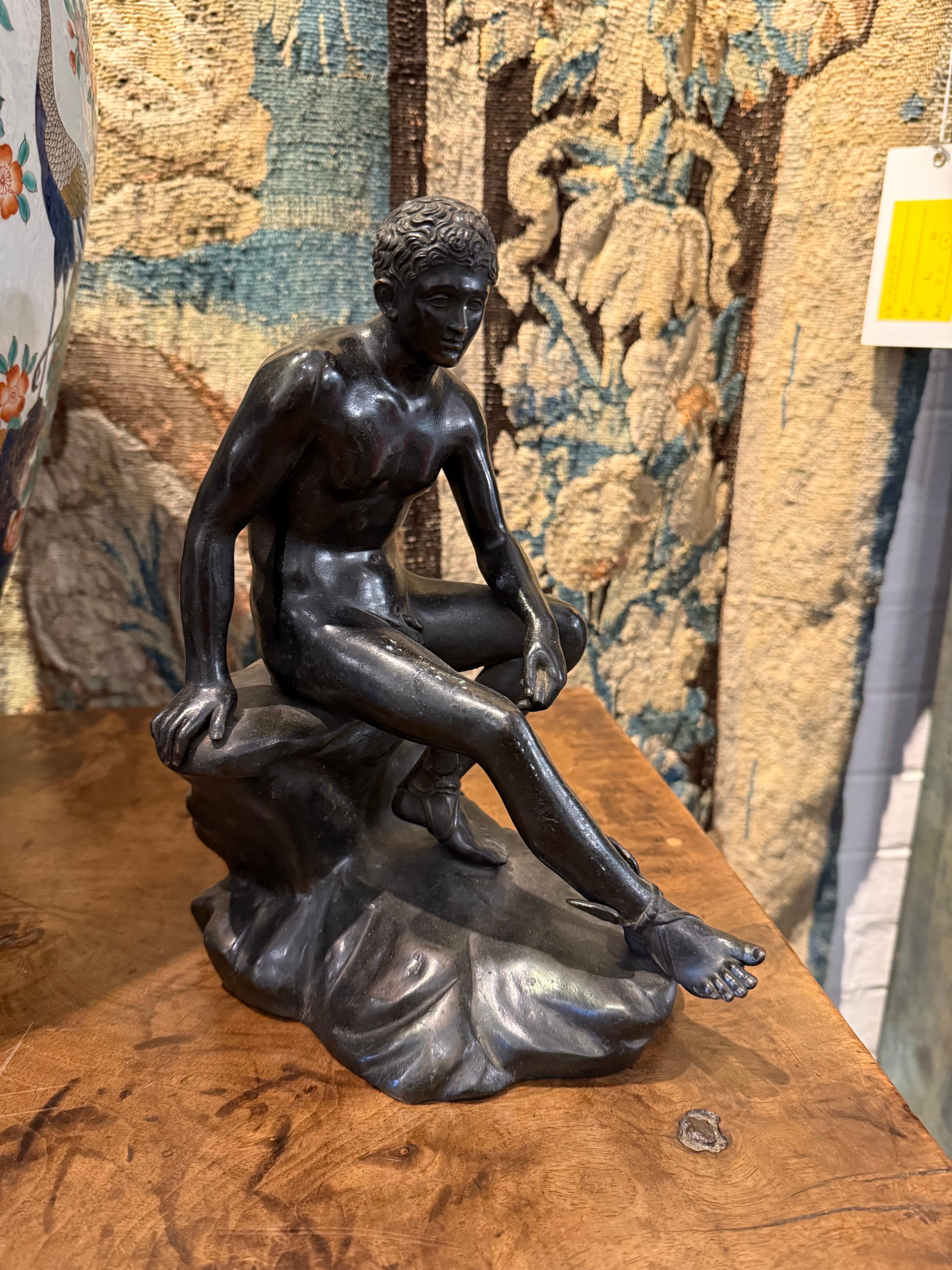 Sitzendes Hermes aus Bronze aus Bronze, 19. Jahrhundert, Bronze im Angebot 2