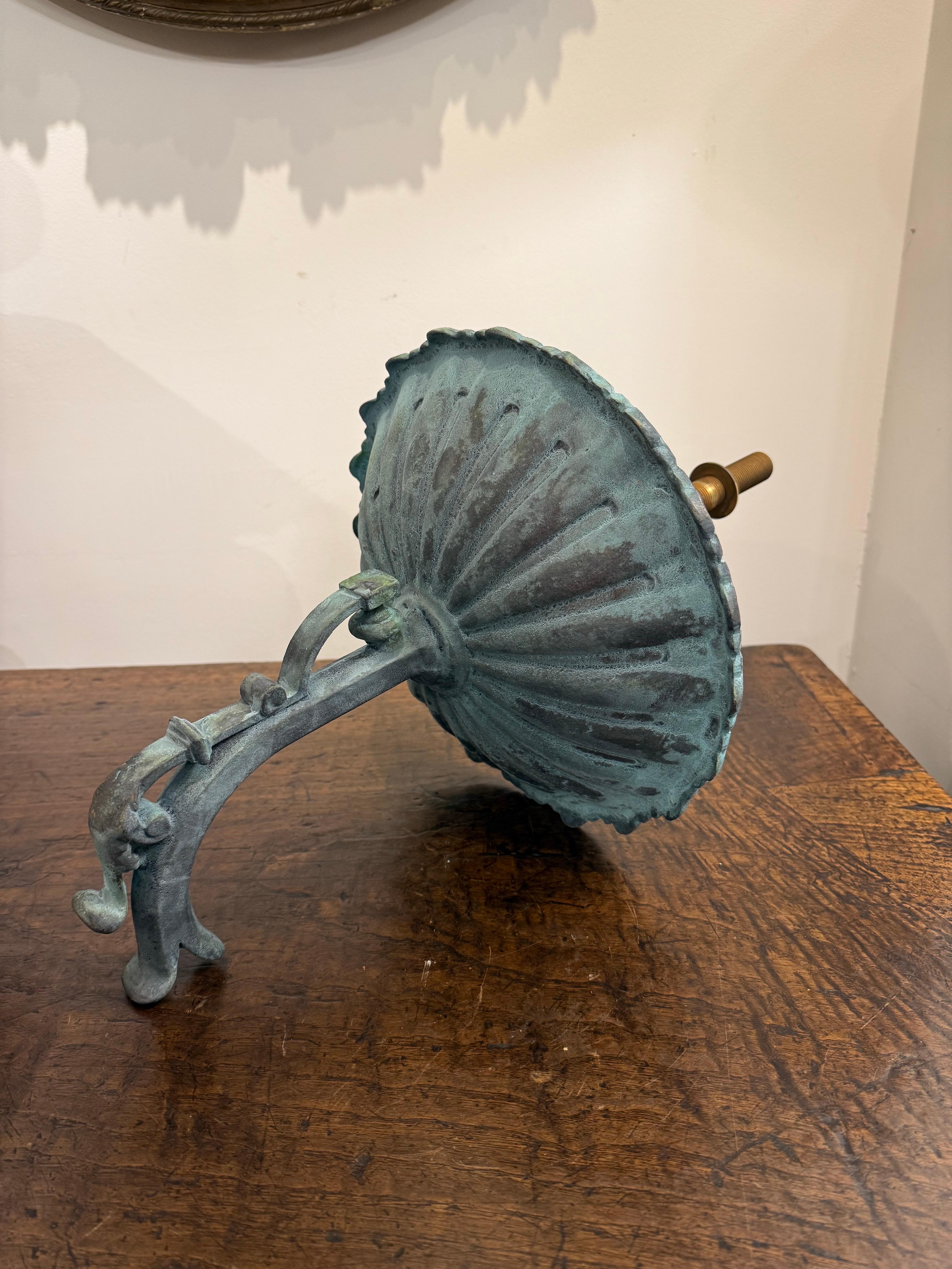 Contemporary A Large Cast Bronze FW Spout with Large Florette and Scolop Pattern For Sale