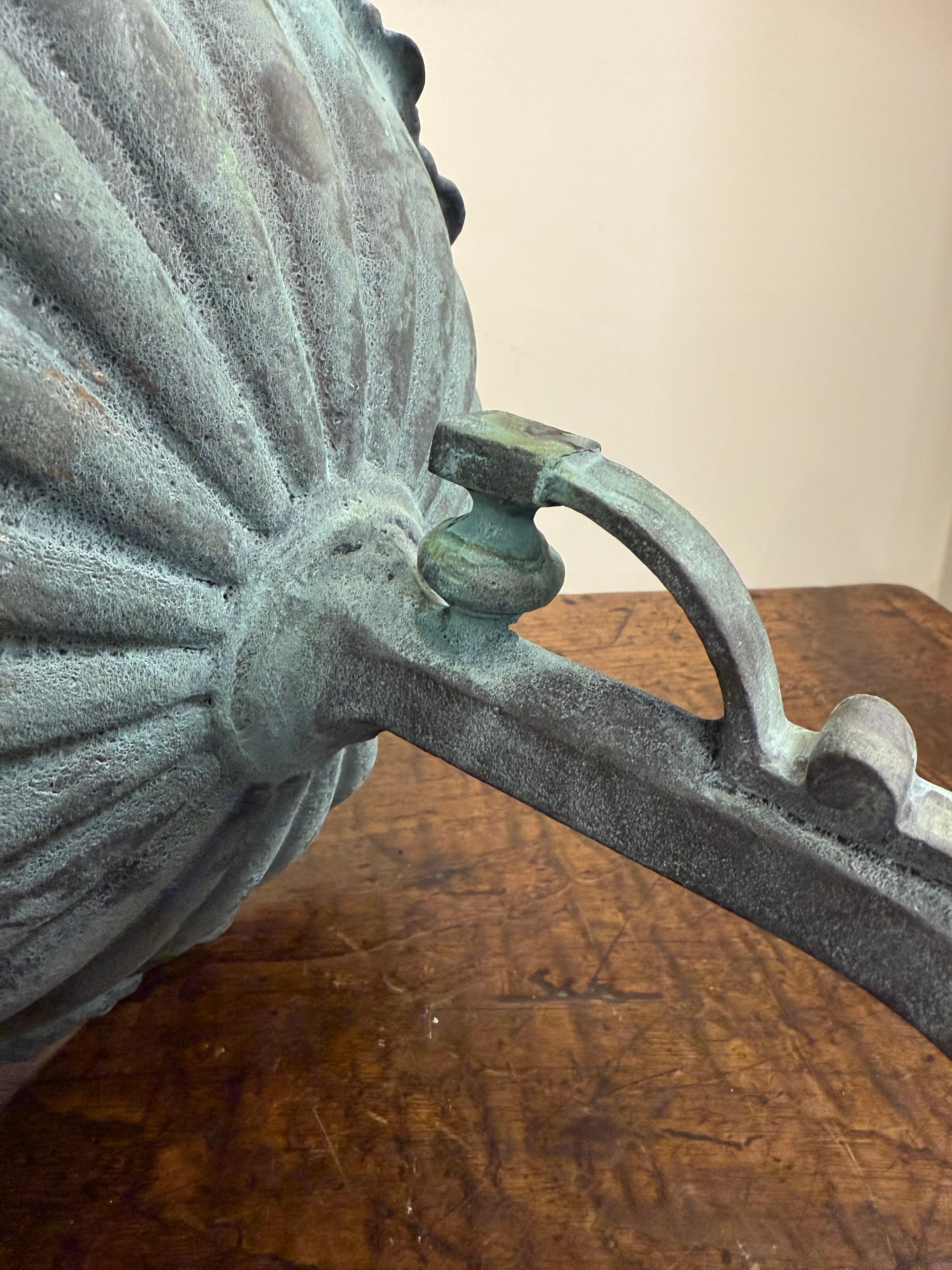 A Large Cast Bronze FW Spout with Large Florette and Scolop Pattern For Sale 6