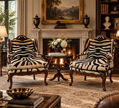 A Pair of Vintage French Style Solid Timber Wingback Chairs