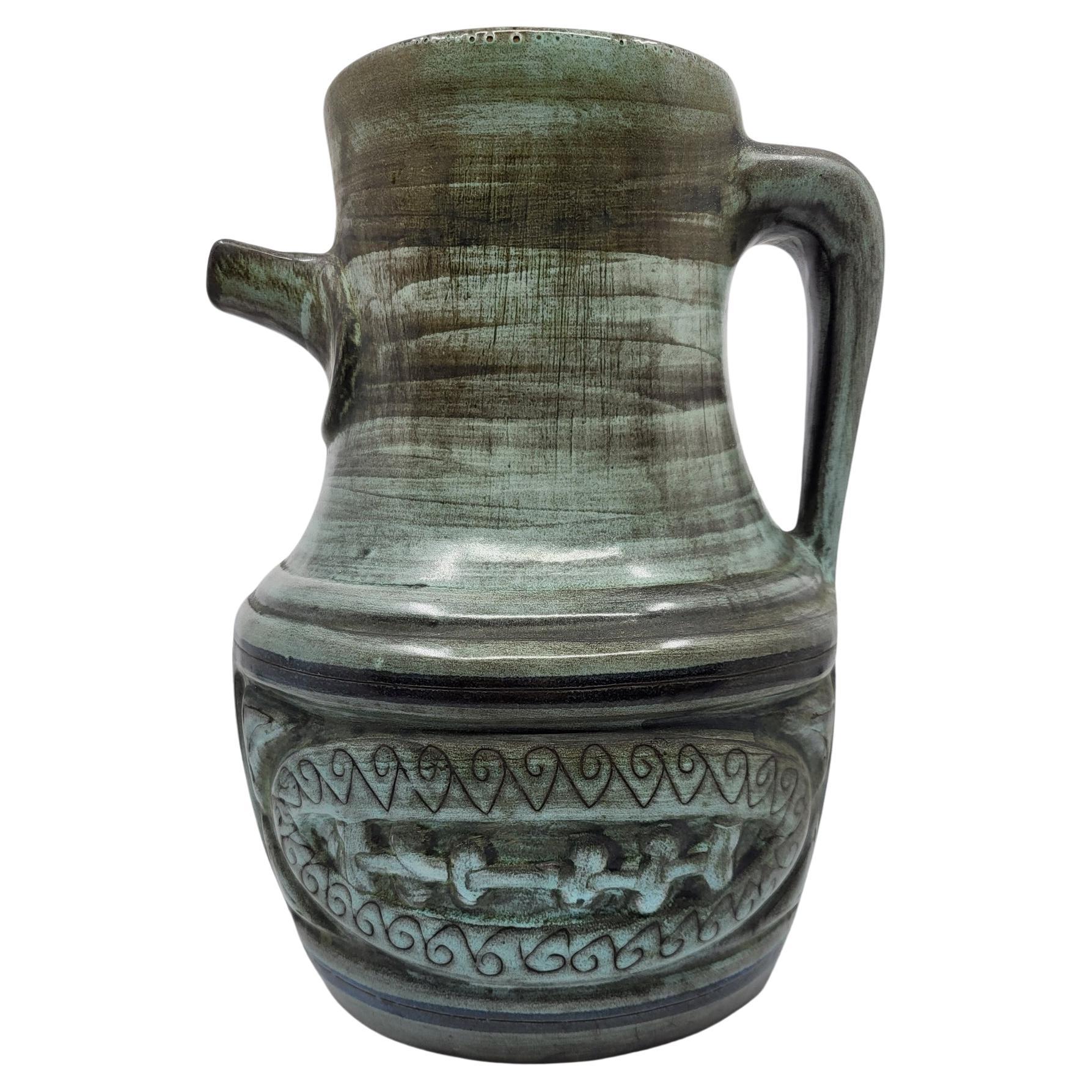 Pitcher by Jean De Lespinasse, Vallauris Ceramic, 30cm, French Design