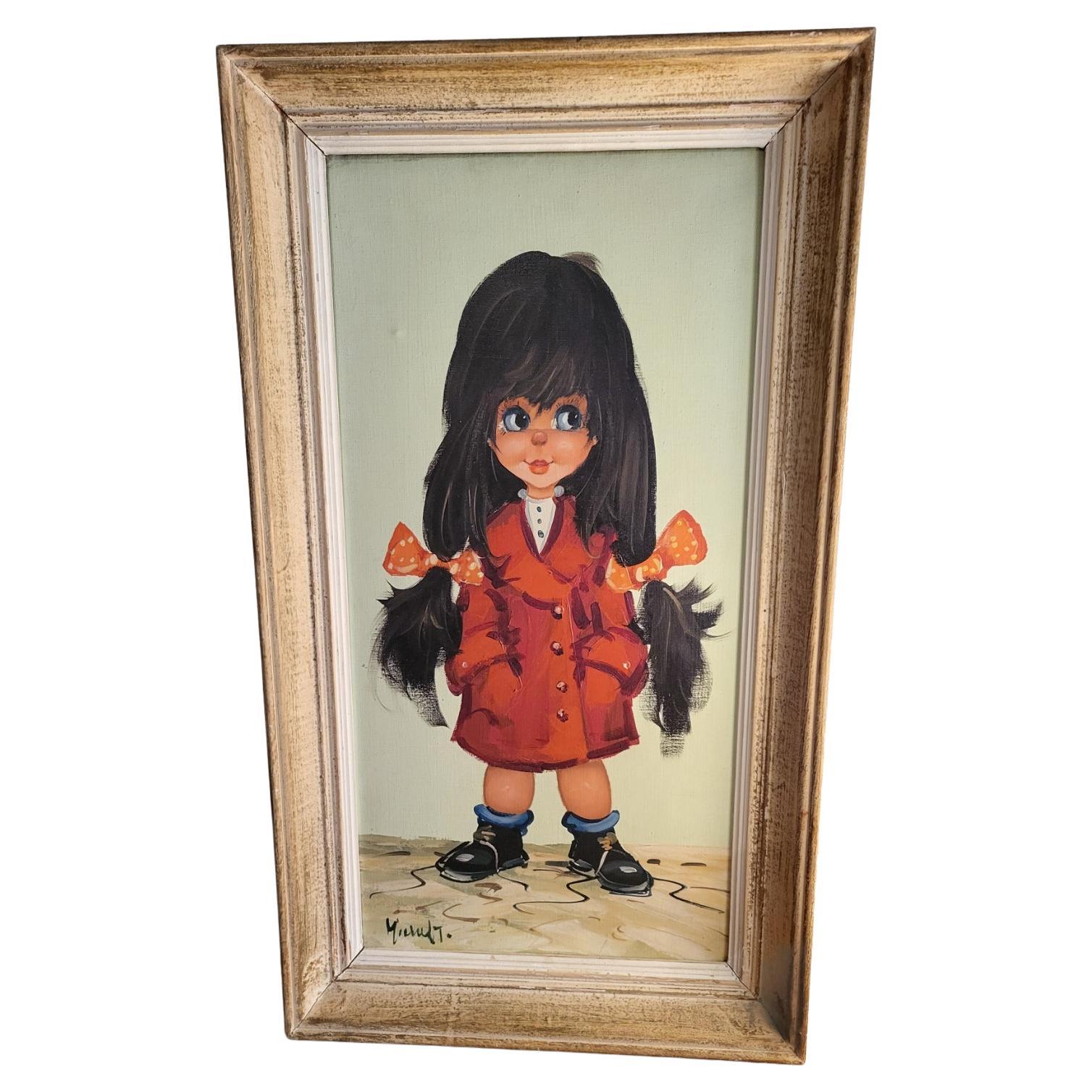 Vintage Oil Painting of Poulbot, Gamins de Paris, Framed, 1970