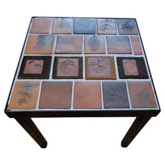 Table basse Roger Capron en céramique décor Herbier France French Riviera 1970