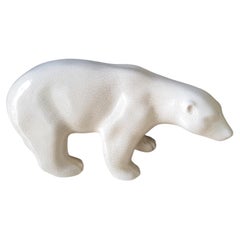 L'ours Polaire Sculpture by L&V Ceramics, Art Deco, France, 1930