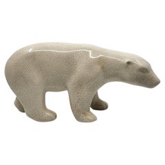 L'ours Polaire Sculpture by L&V Ceramics, Art Deco, France, 1930