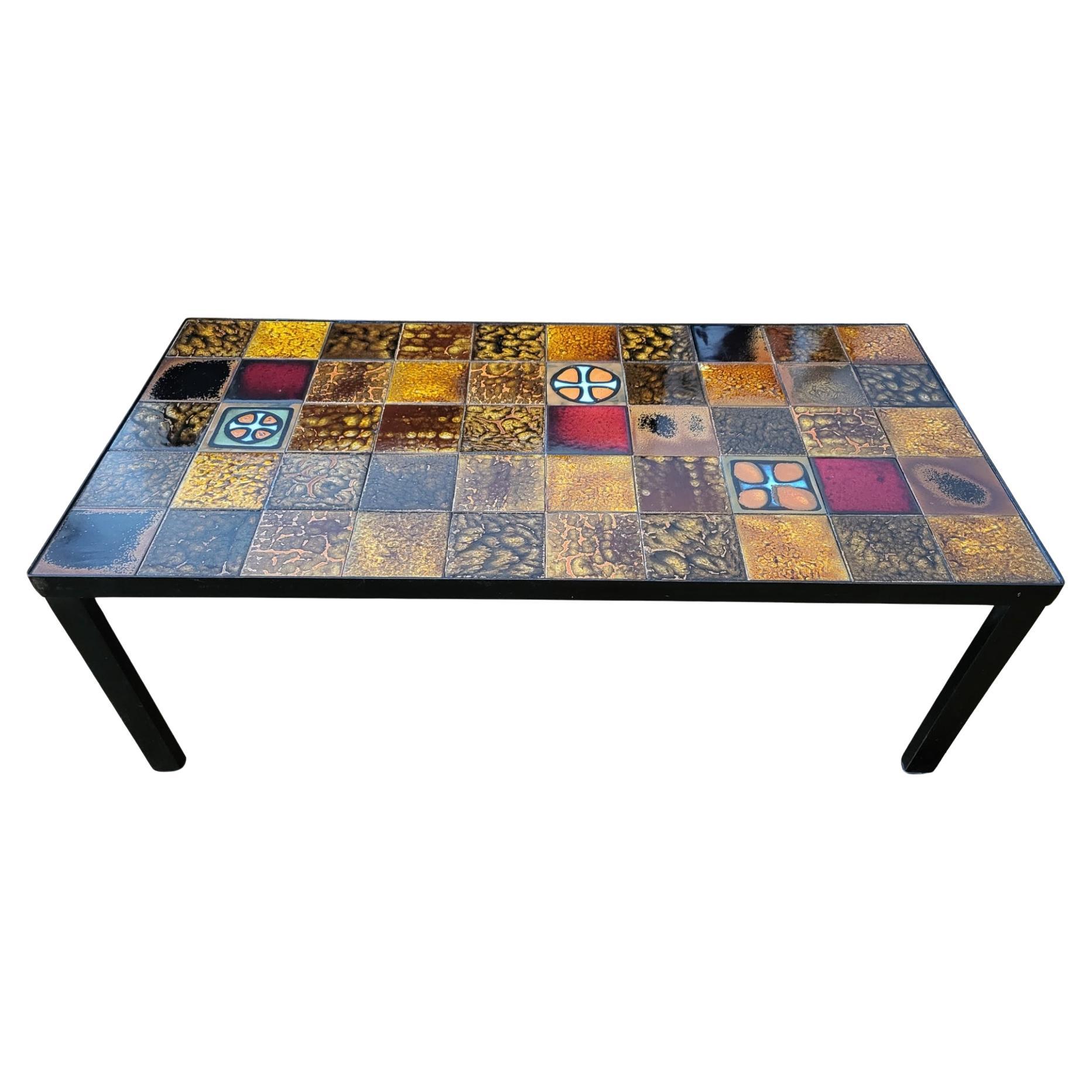 Table basse Roche Bobois en céramique Francaise émaillée 1970 Vintage en vente