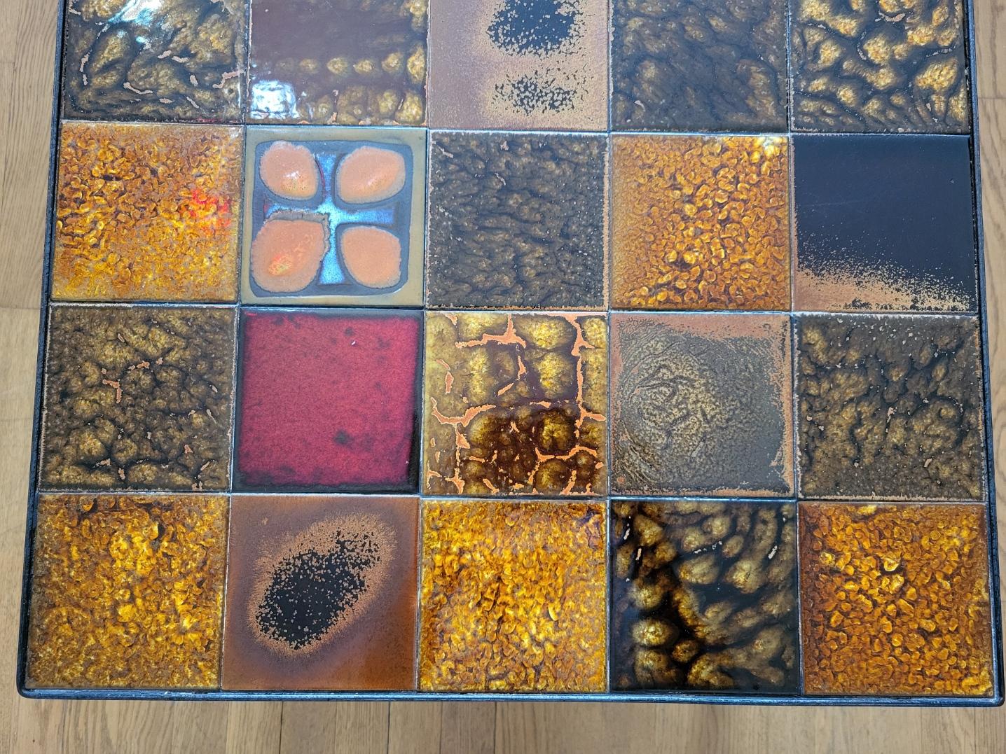 Émaillé Table basse Roche Bobois en céramique Francaise émaillée 1970 Vintage en vente
