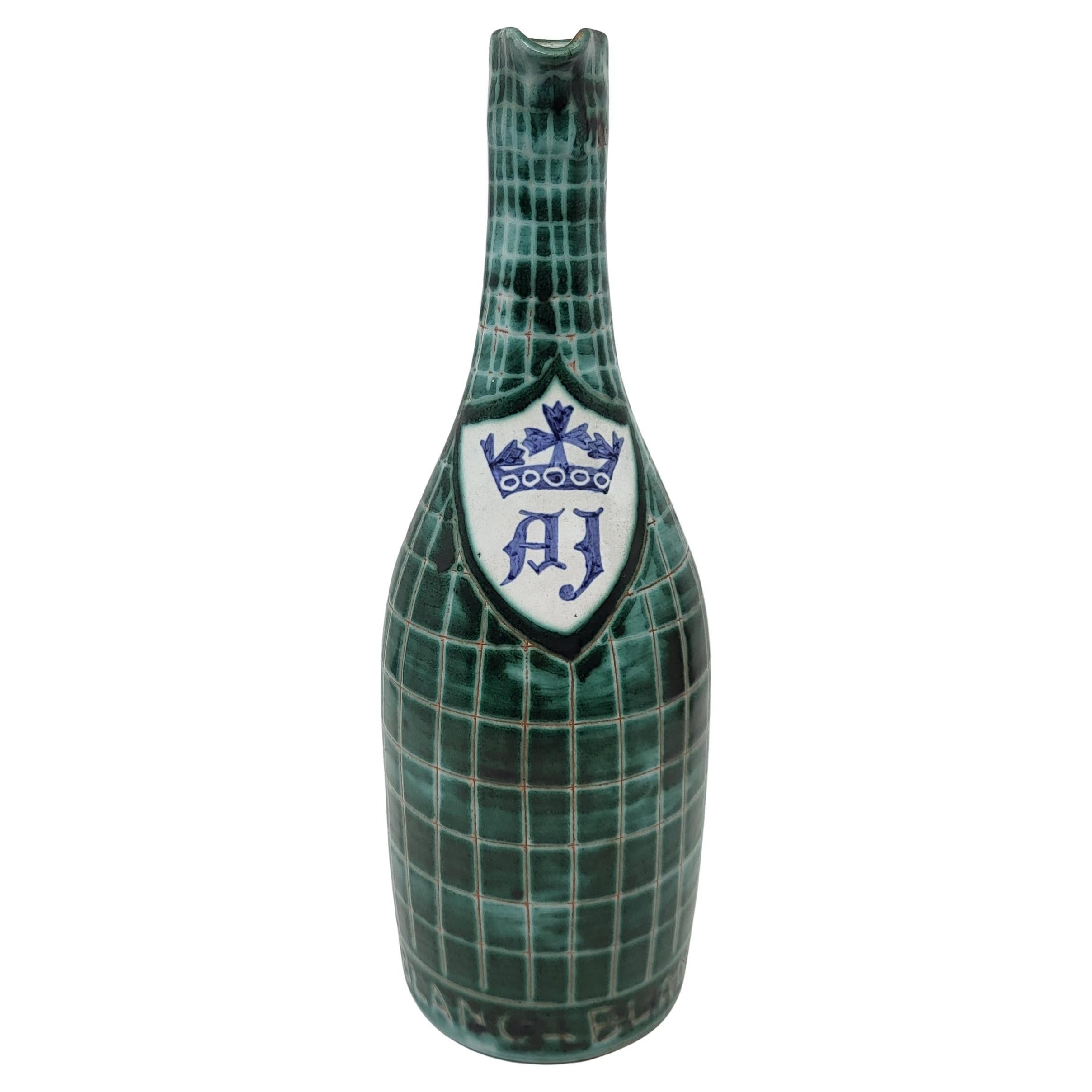 Bouteille Robert Picault en céramique Francaise Vallauris Côte-d'Azur 1950