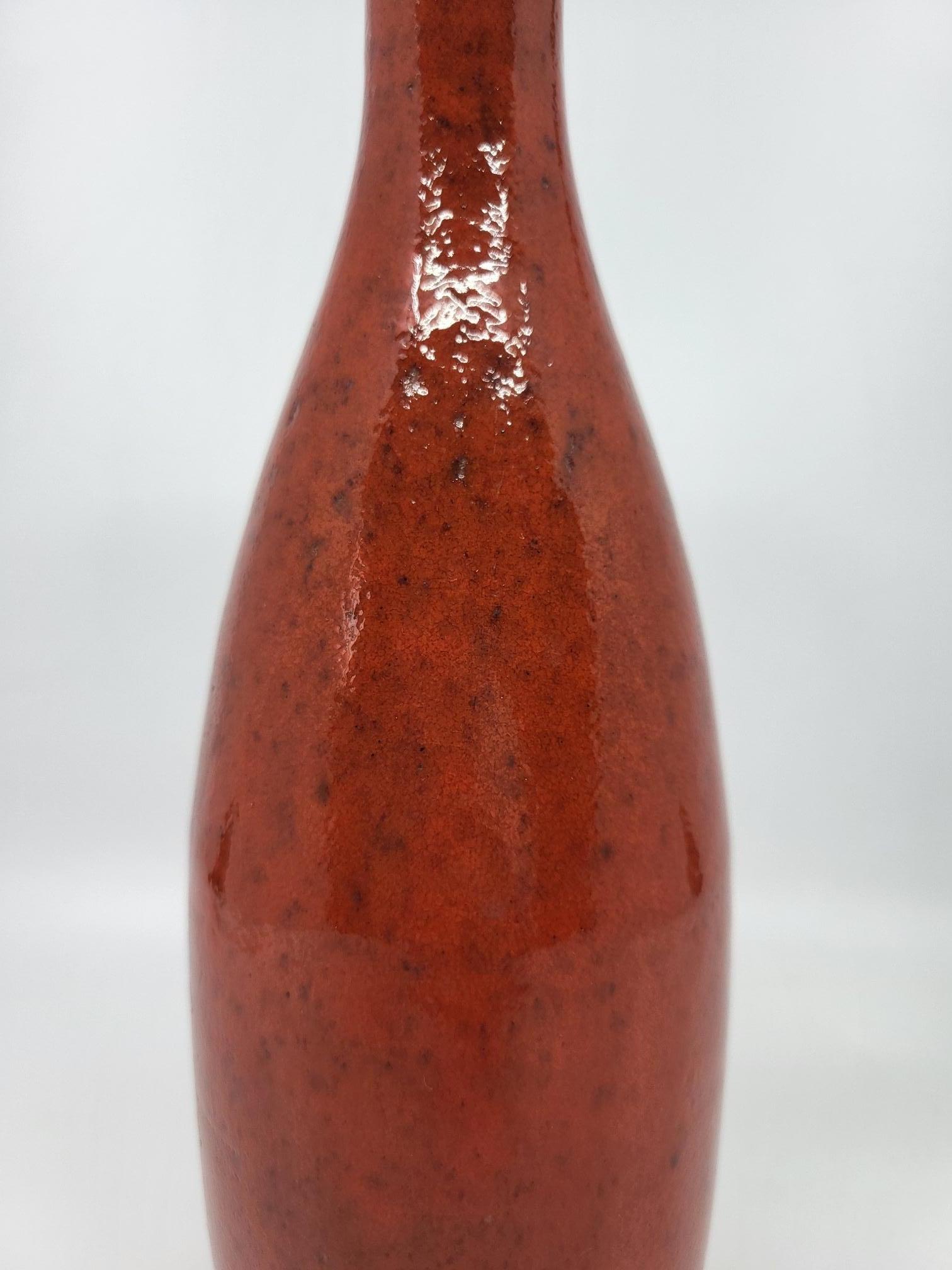French Vase Robert Picault en Grès émaillé Rouge Francais Vallauris Côte-d'Azur 1950 For Sale