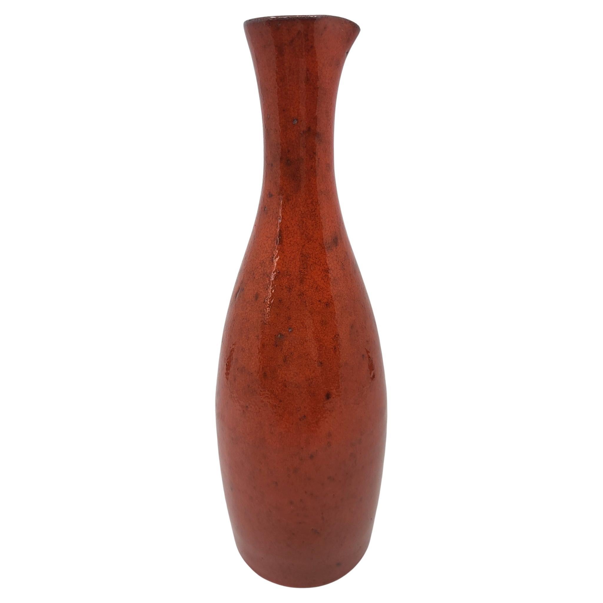 Vase Robert Picault en Grès émaillé Rouge Francais Vallauris Côte-d'Azur 1950 For Sale