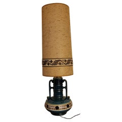 Vallauris Blue Ceramic Floor Lamp, Vintage Double Lighting, 1960s