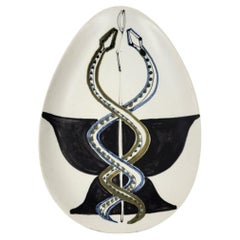 Vide poche Roger Capron décor Serpents peint à la main France Côte-d'Azur 1950