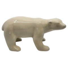 Skulptur „Der Eisbär“ von L&V Ceramics, Art-Déco-Keramik mit Craquelé-Effekt