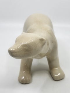 Skulptur „Der Eisbär“ von L&V Ceramics, Art-Déco-Keramik mit Craquelé-Effekt