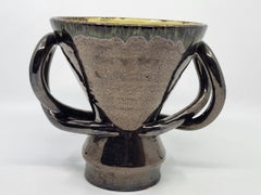 „Vase à Oreilles“ von Jean Austruy, Metallic-Keramik, Frankreich, um 1950