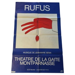 Poster vintage di Rufus, concerto a Parigi del 1981, Jean-Michel Folon Art France
