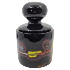 Pot avec couvercle ou bonbonnière Verzolini en céramique noire, Italie, 60/70