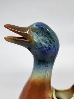 Duck Pitcher by Saint Clément, Art Nouveau Majolica