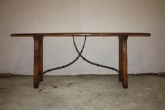 19th Century Spanish Walnut Console with Iron Stretcher