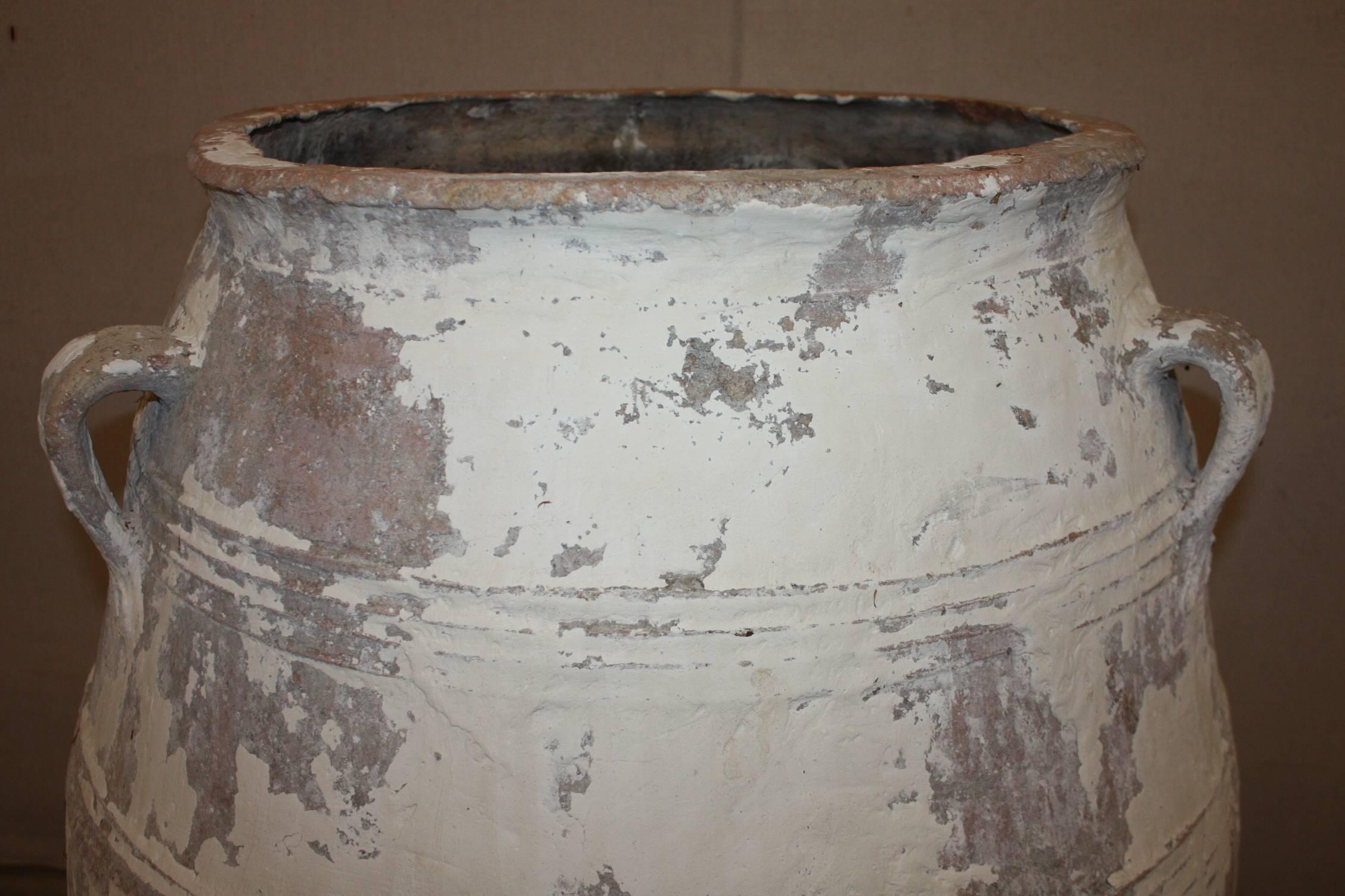 20th Century Large White Greek Olive Jar