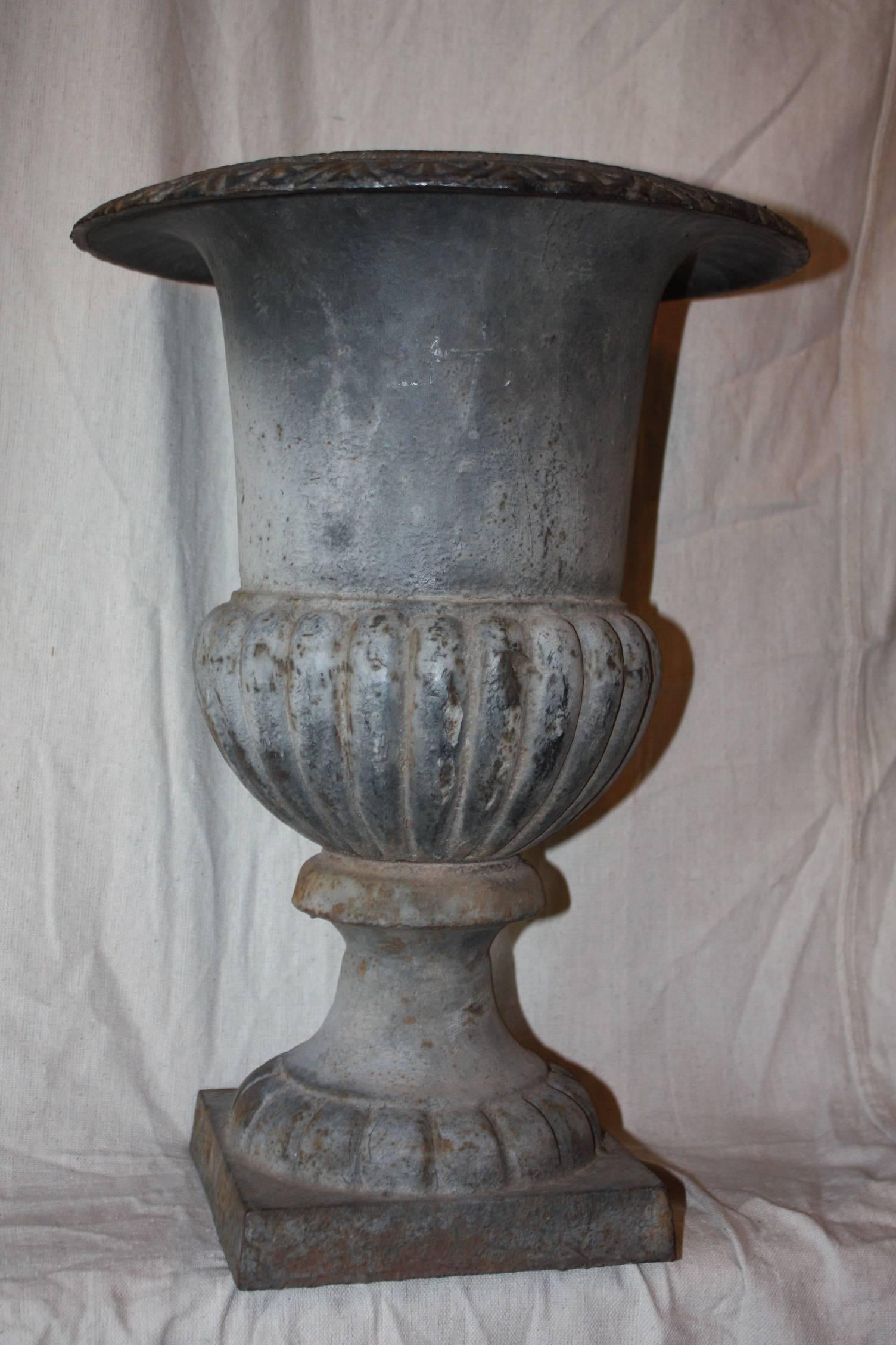 20th Century Pair of Cast Iron Urns