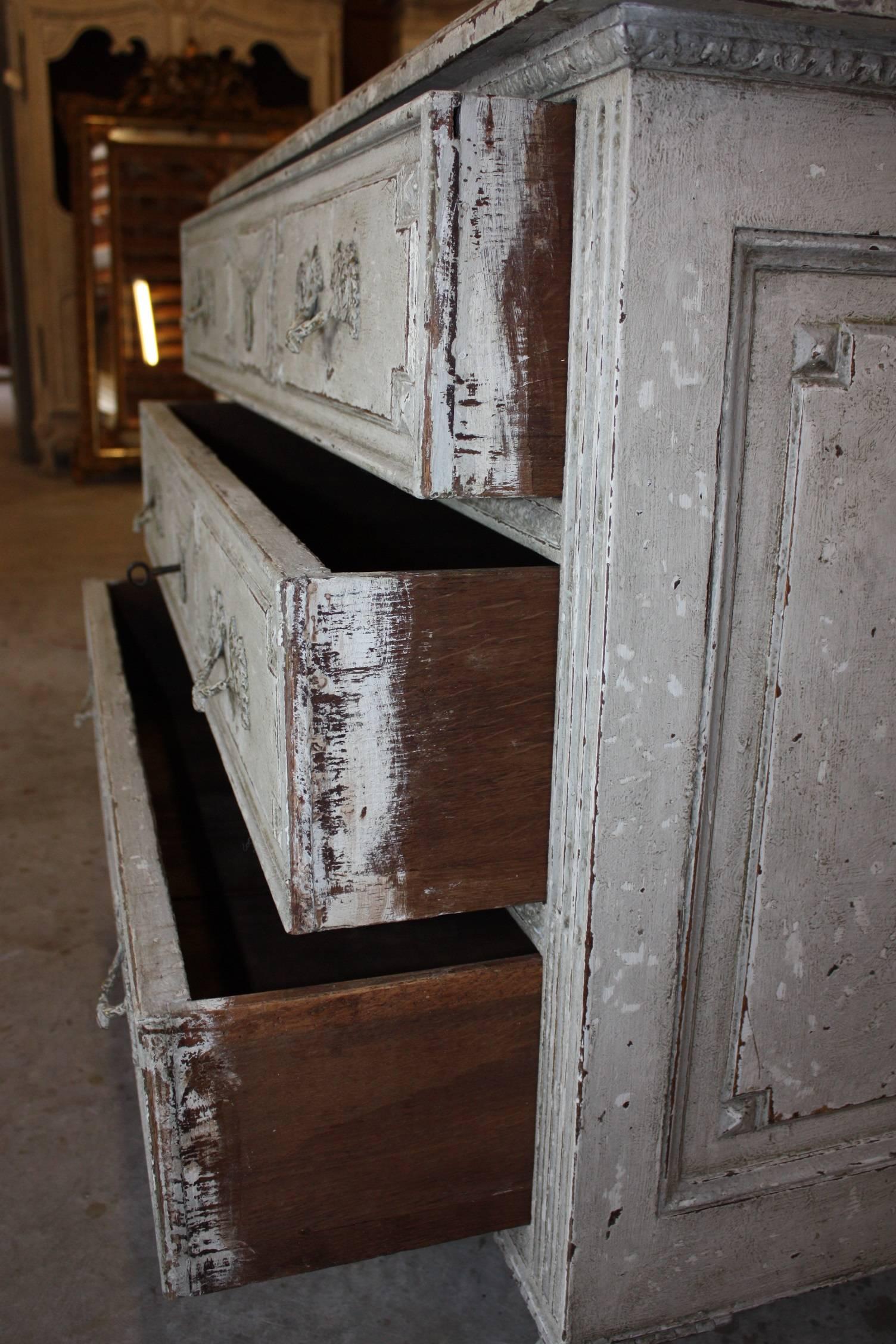 Louis XVI Painted Commodes with Faux Marble Top In Excellent Condition In Fairhope, AL