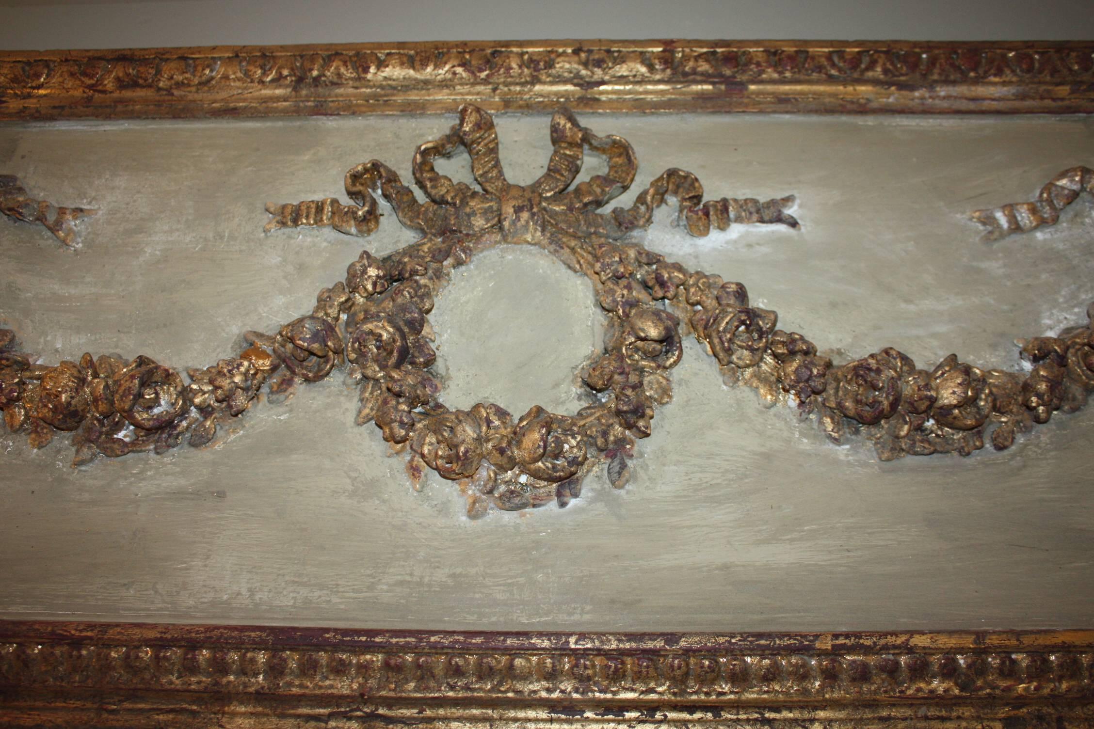 Painted French Trumeau Mirror In Excellent Condition In Fairhope, AL