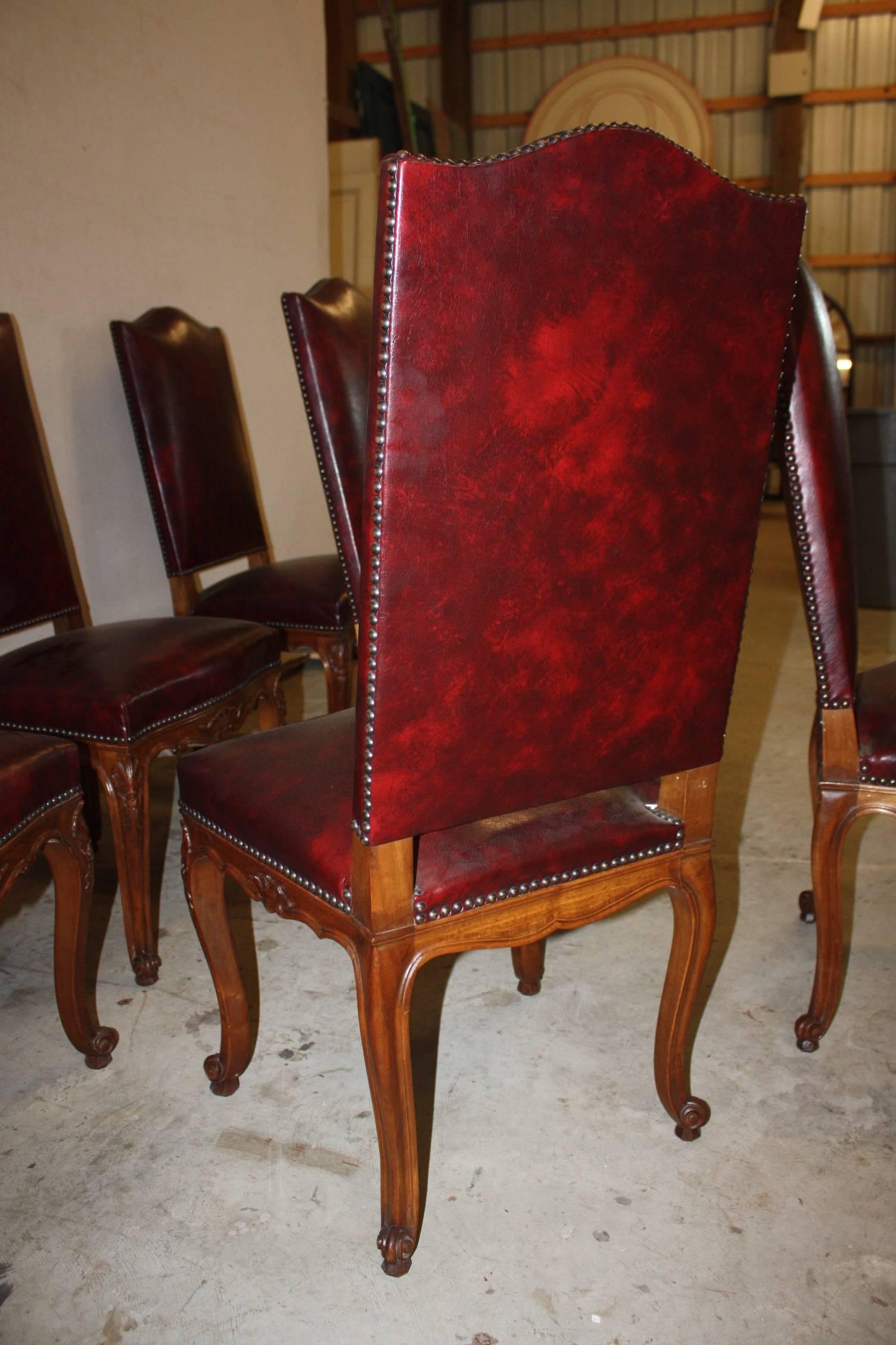 20th Century Set of Six Louis XV Style Walnut Dining Chairs