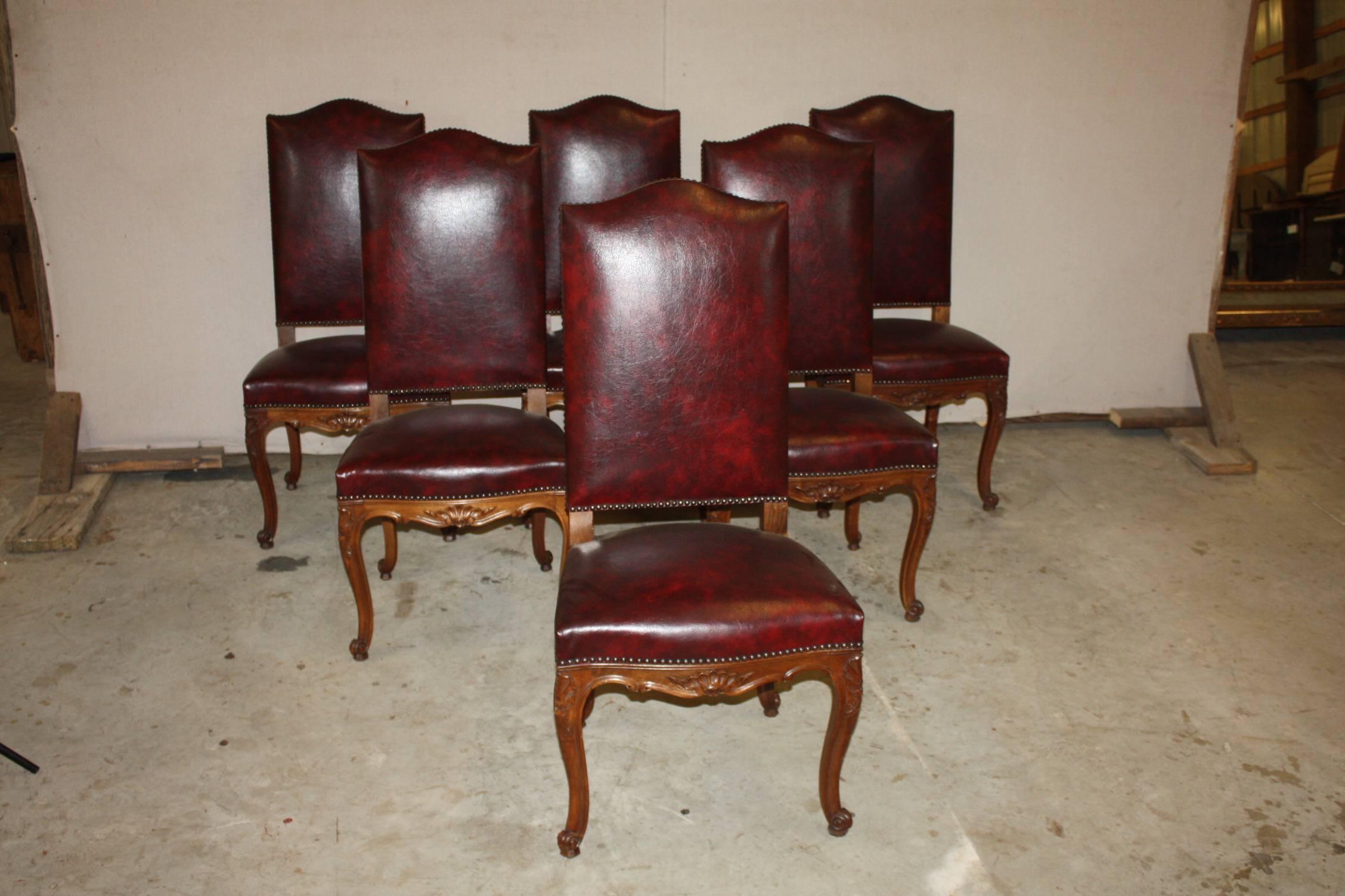 Set of Six Louis XV Style Walnut Dining Chairs 2