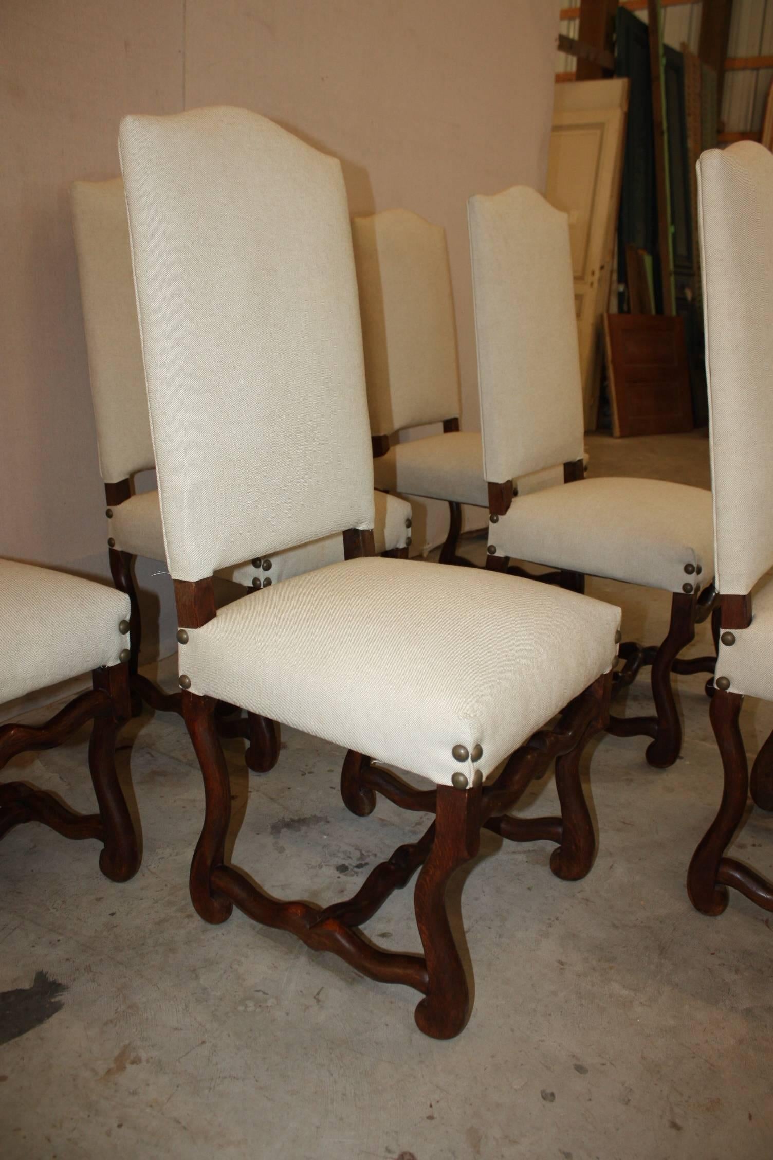 Set of Six Os De Mouton Oak Side Chairs In Excellent Condition In Fairhope, AL