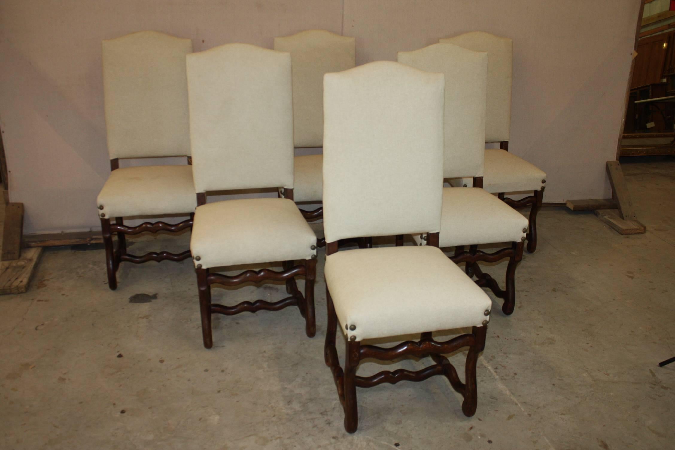 Set of Six Os De Mouton Oak Side Chairs 3