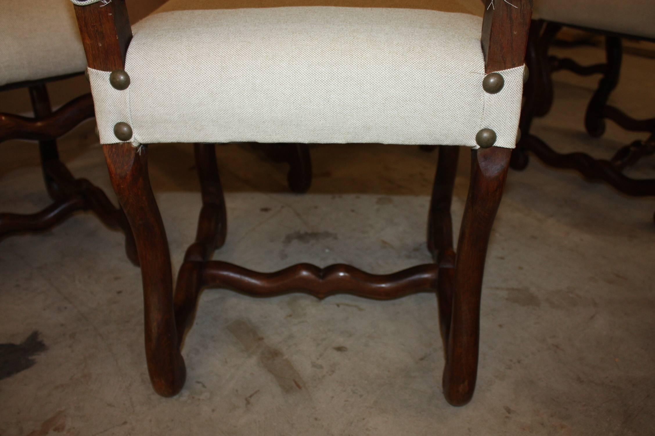 20th Century Set of Six Os De Mouton Oak Side Chairs
