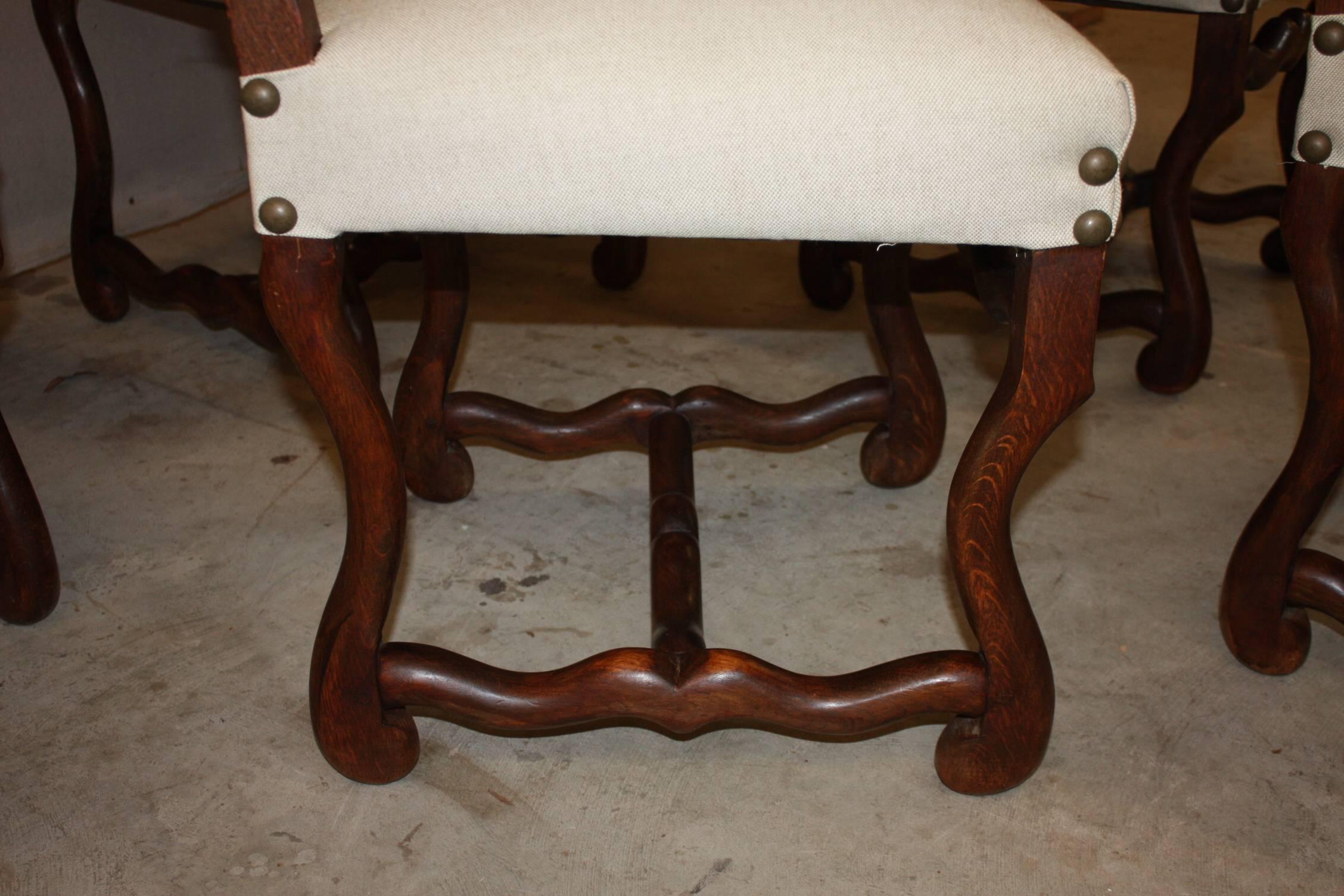 Set of Six Os De Mouton Oak Side Chairs 1