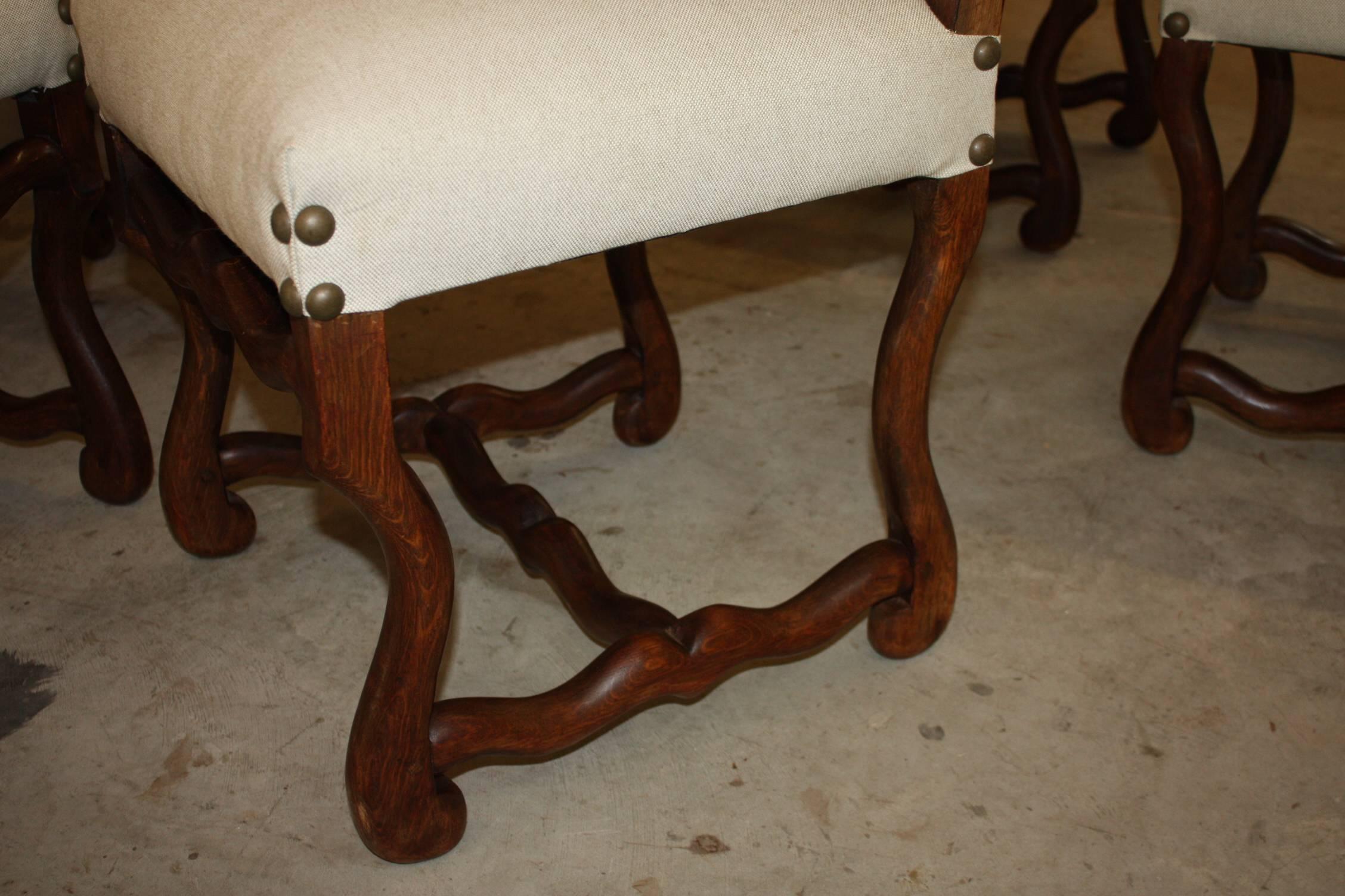Set of Six Os De Mouton Oak Side Chairs 2