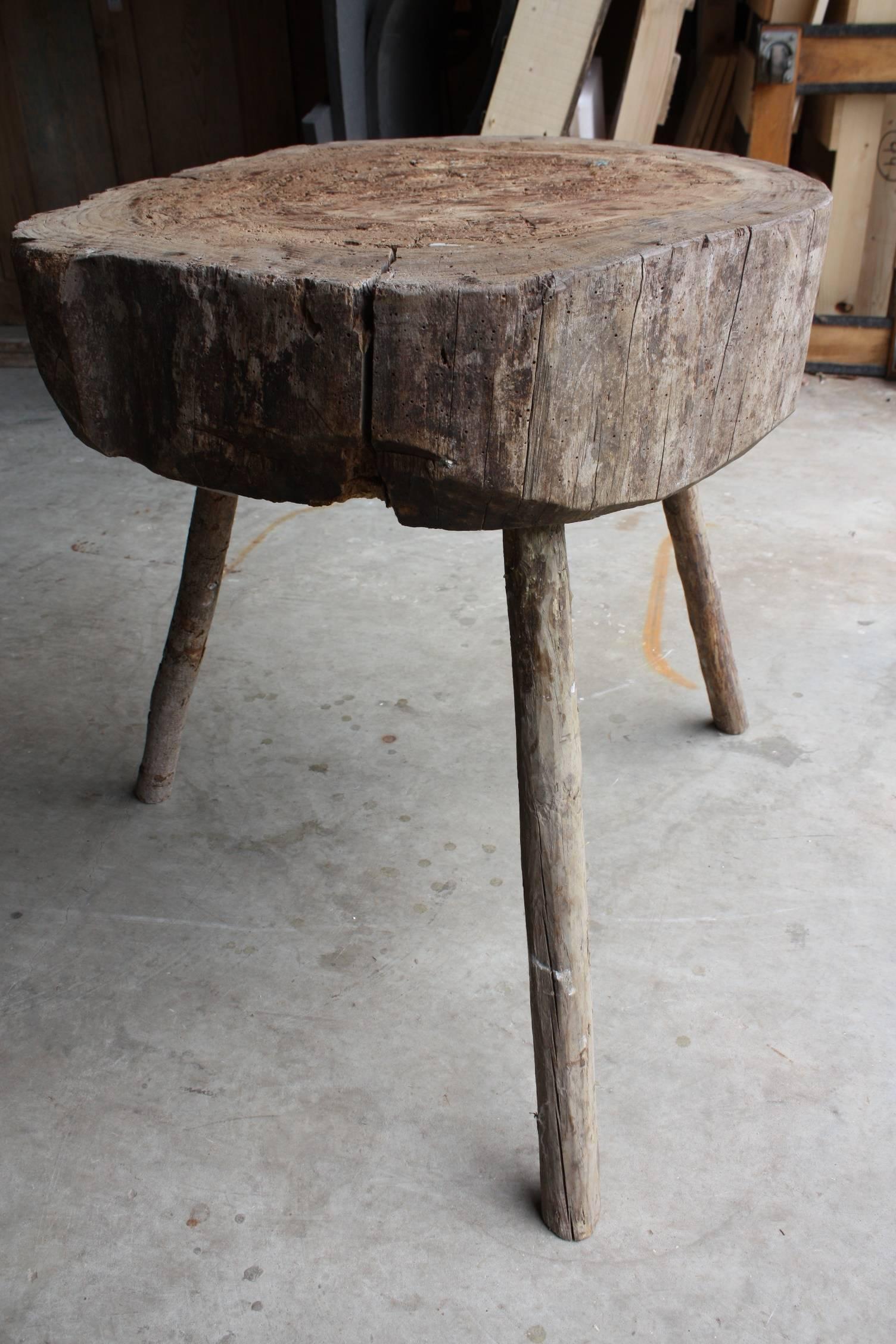 Antique Butcher Block Table In Good Condition In Fairhope, AL