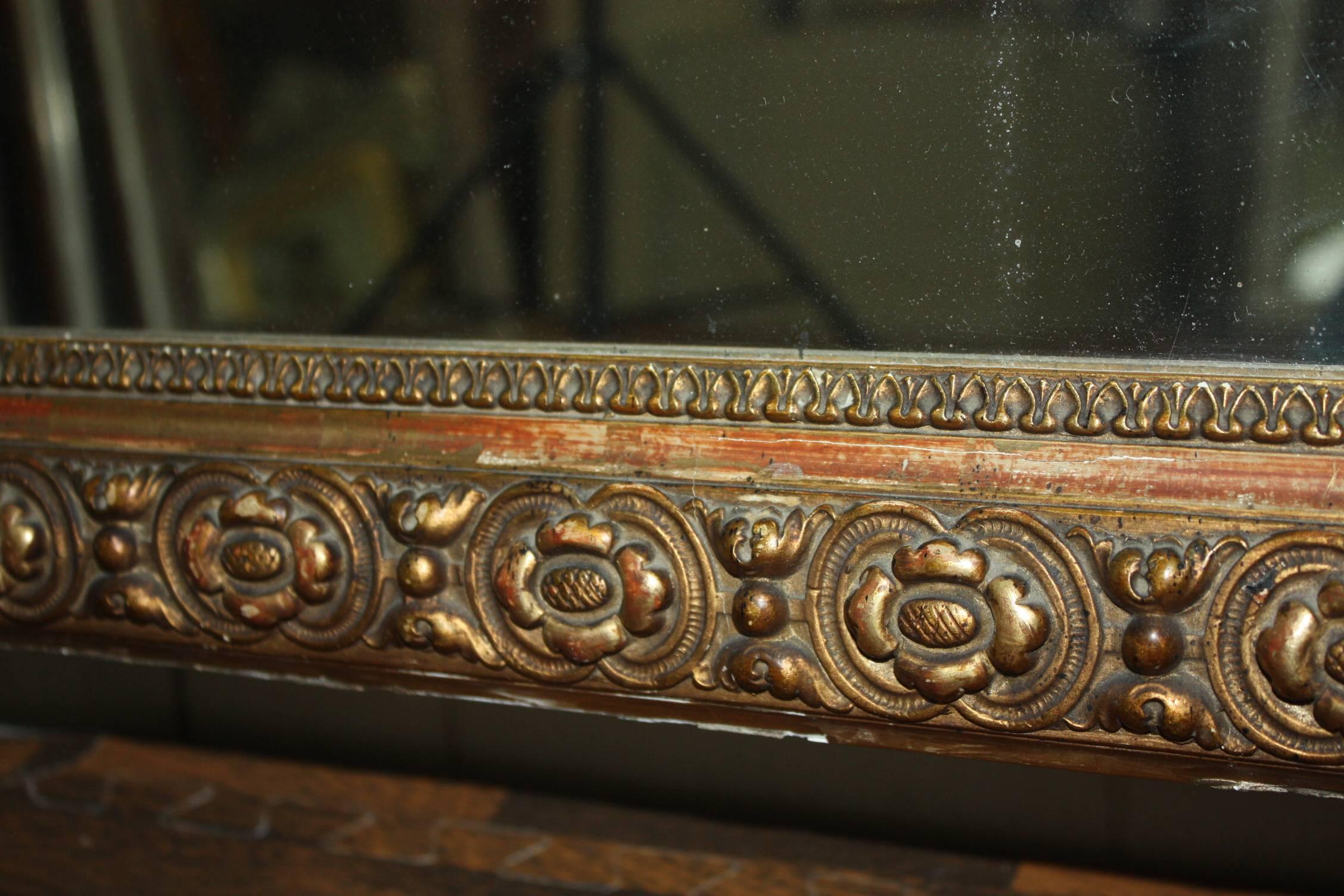 19th Century French Gilded Mirror with Cartouche 4
