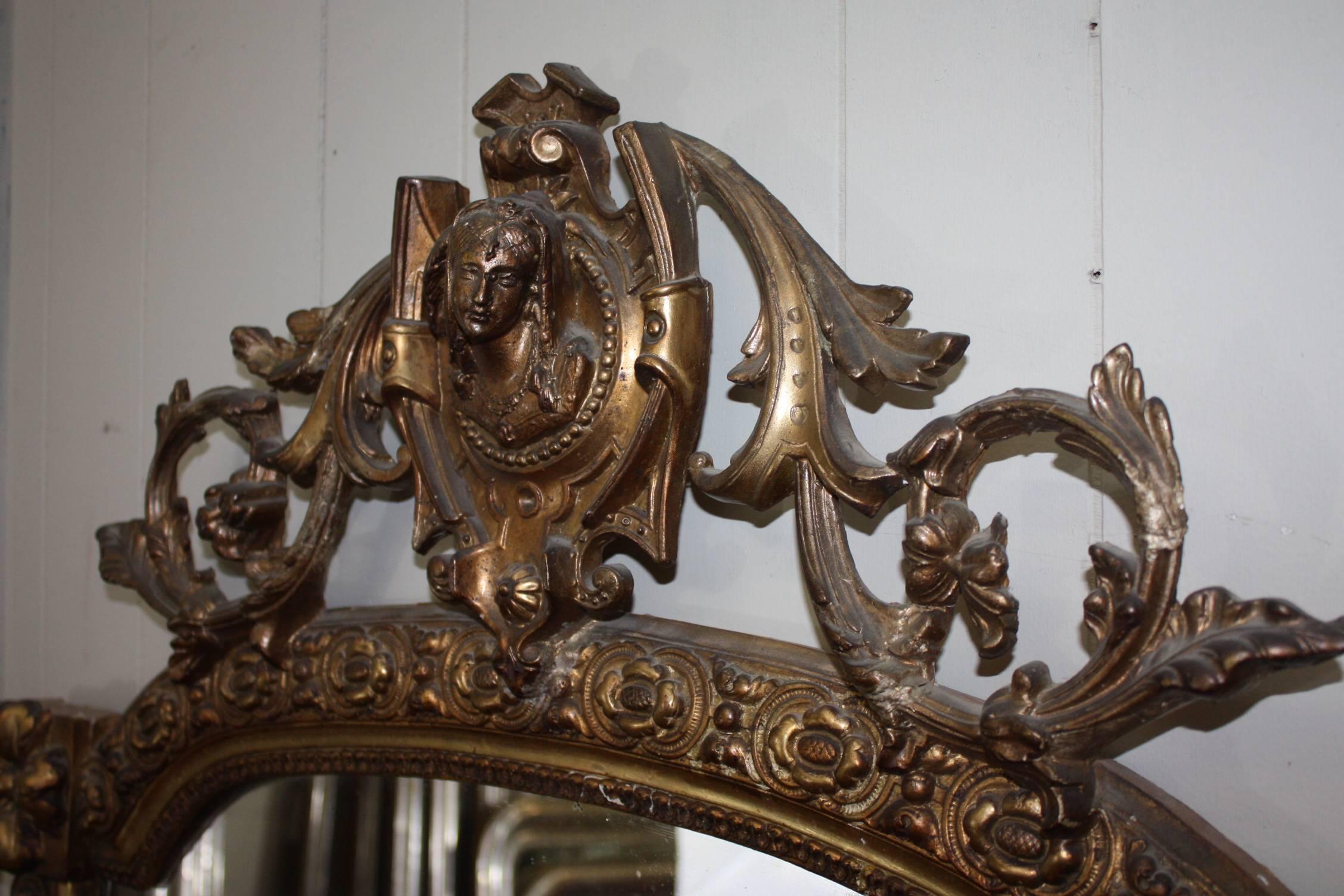 19th Century French Gilded Mirror with Cartouche 5